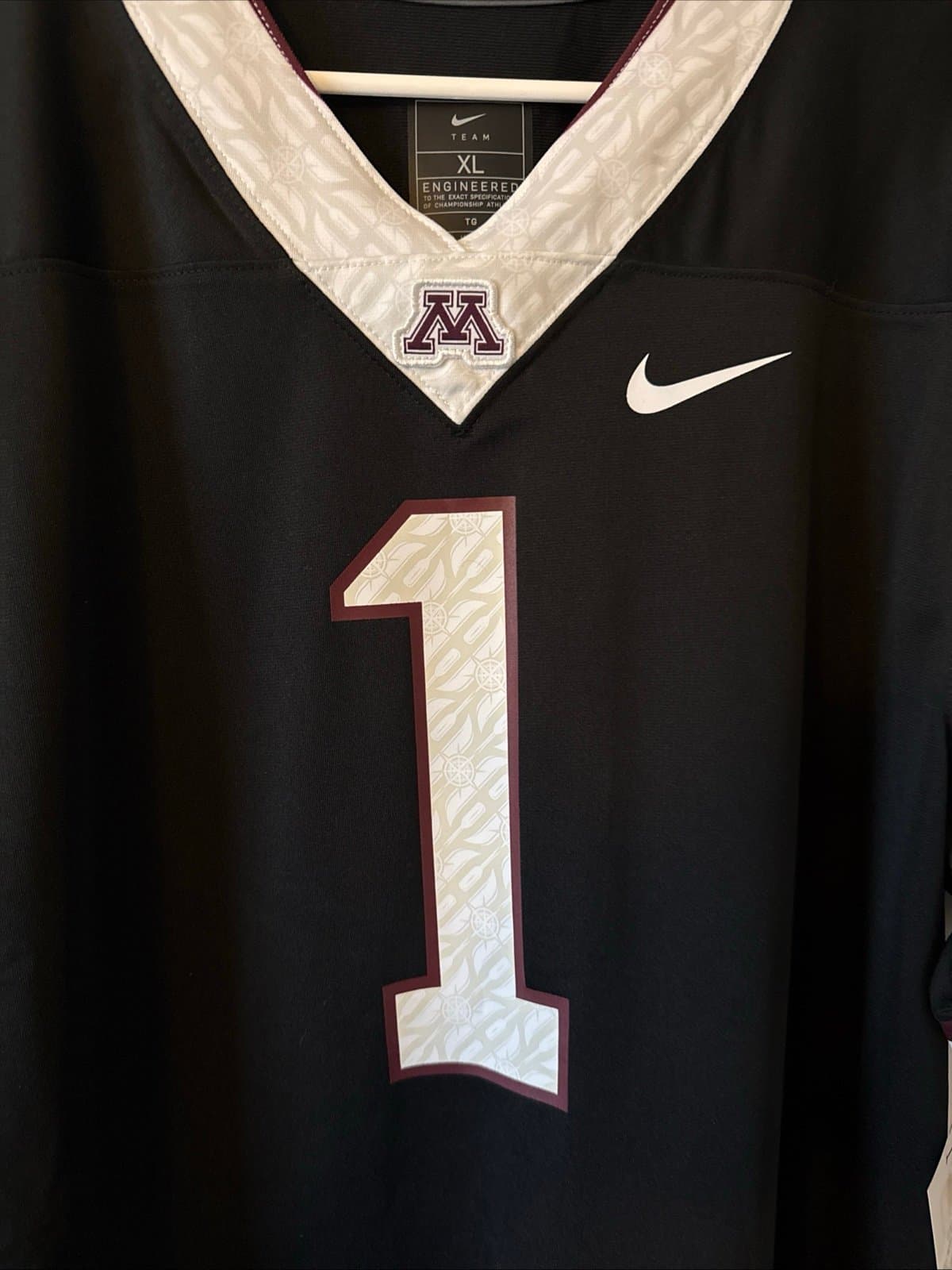 Men's Nike Minnesota Golden Gophers #1 Alternate Jersey Sz XL - Black NWT - Thumbnail 2