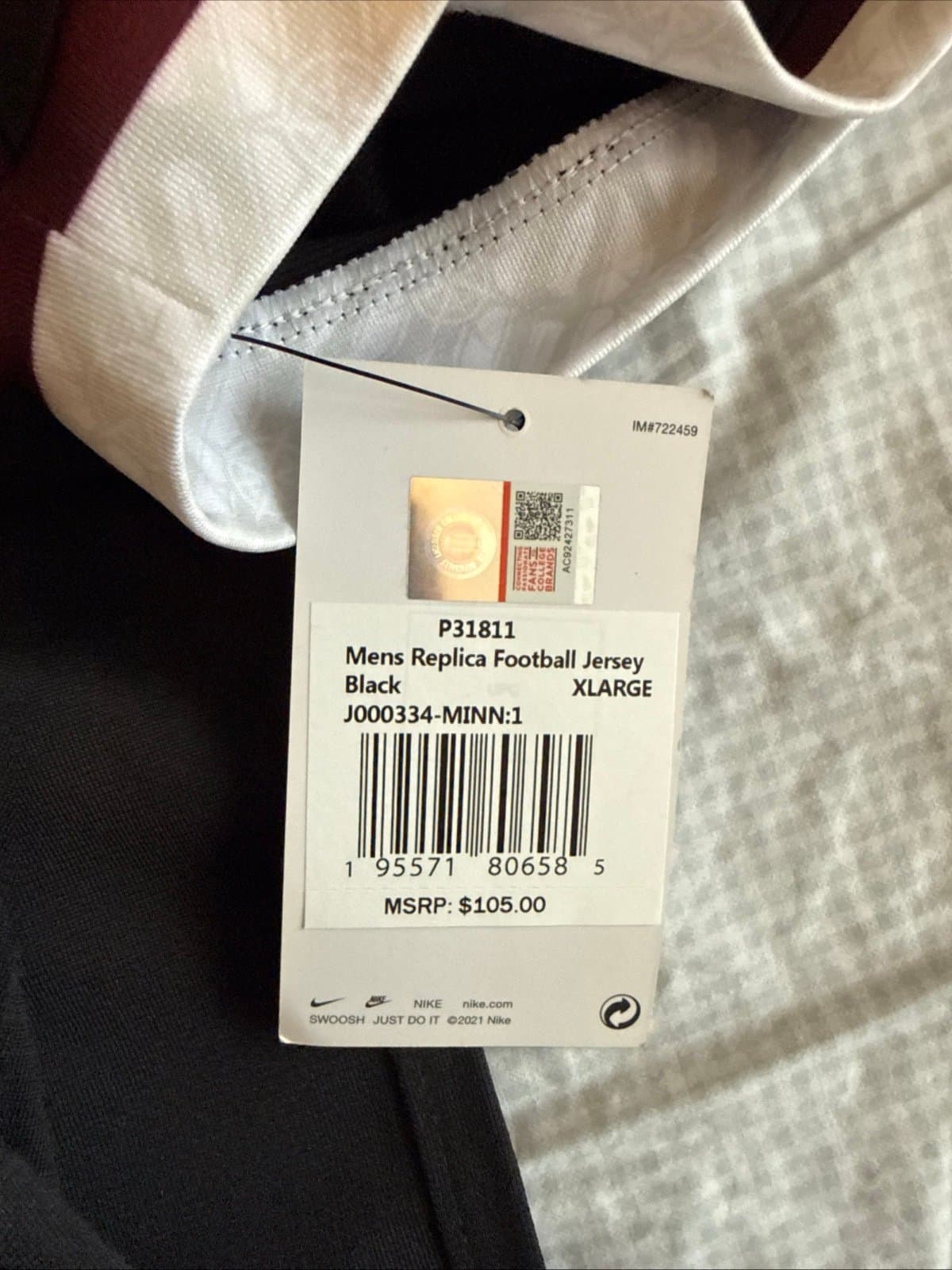 Men's Nike Minnesota Golden Gophers #1 Alternate Jersey Sz XL - Black NWT - Thumbnail 5