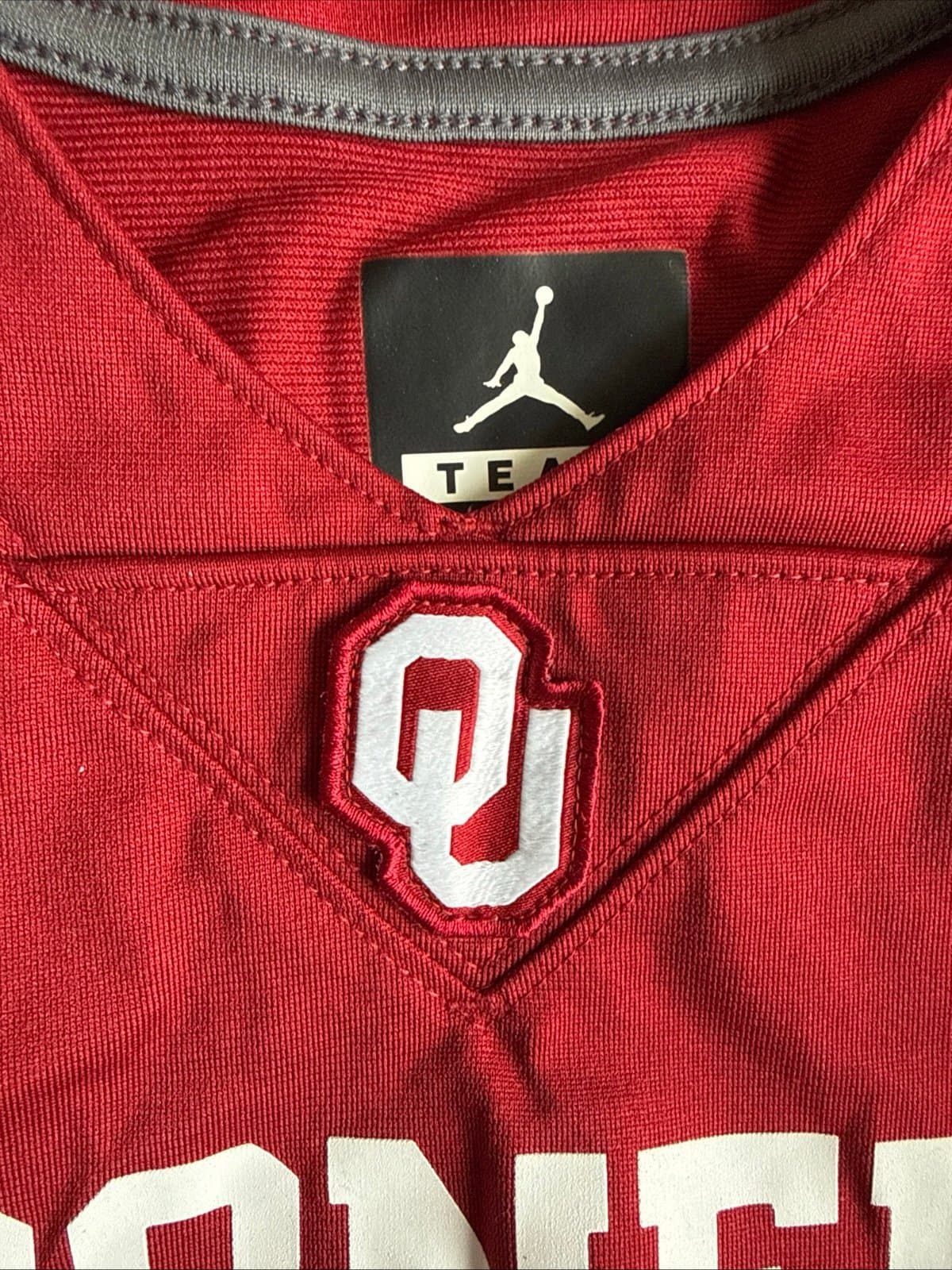 Boy’s Jordan Oklahoma Sooners #1 Football Jersey Sz Youth Large - Red - Thumbnail 5