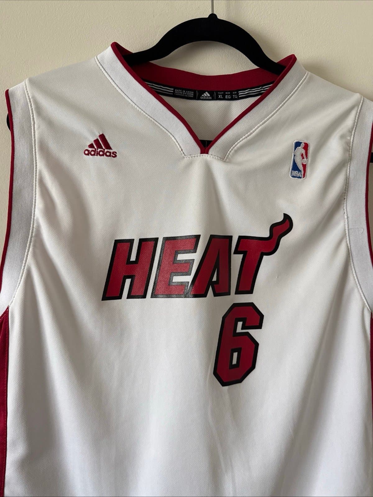 Men’s adidas Miami Heat Home LeBron James #6 Jersey Swingman Sz XL - White - Thumbnail 2
