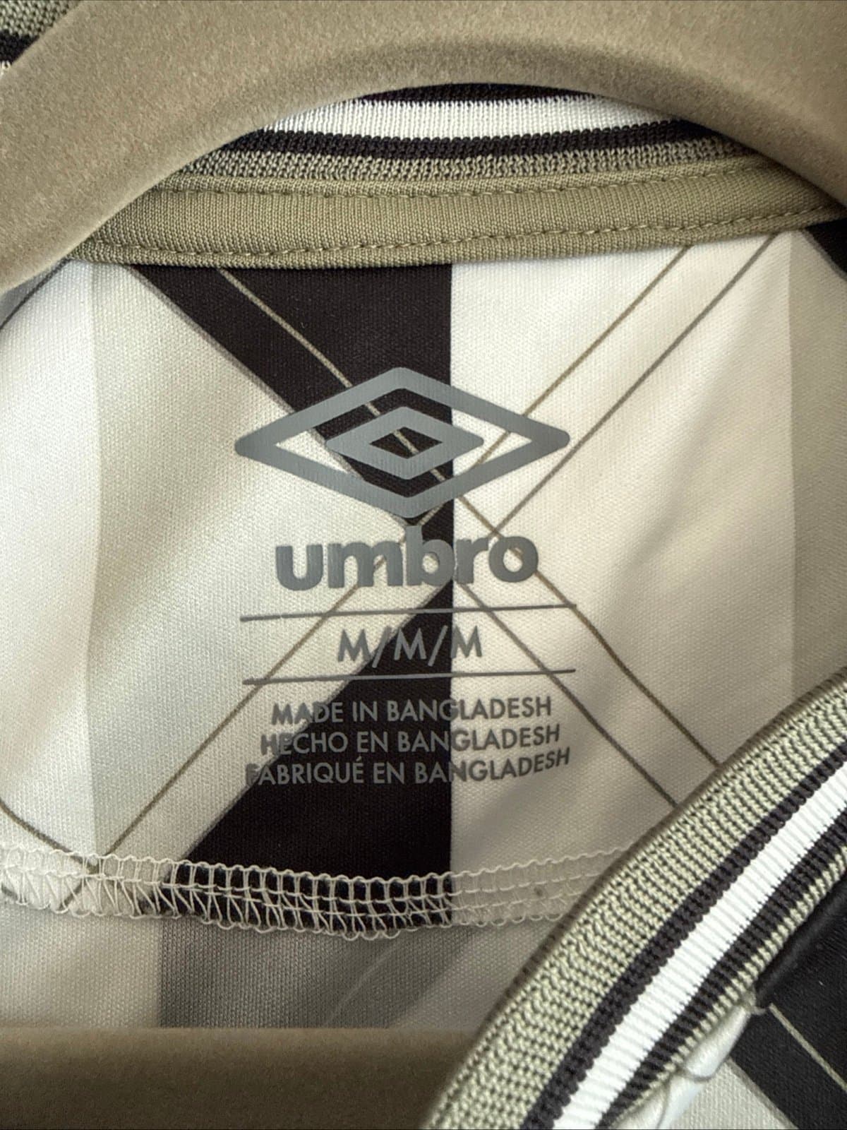 Men’s Vintage 90s Umbro Soccer Jersey Geometric Sz M - White/Black - Thumbnail 3