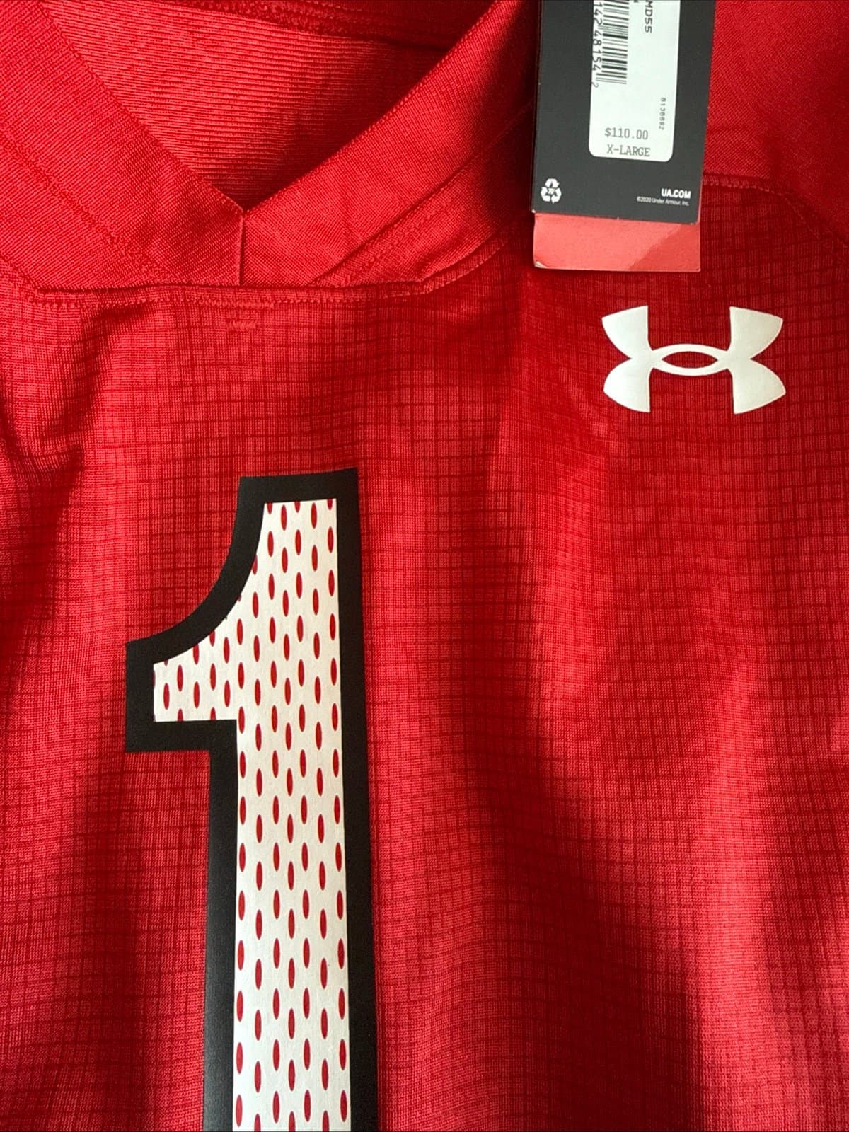 Men’s Under Armour Maryland Terrapins #1 150th Anniversary Jersey Sz XL Red NWT - Thumbnail 6