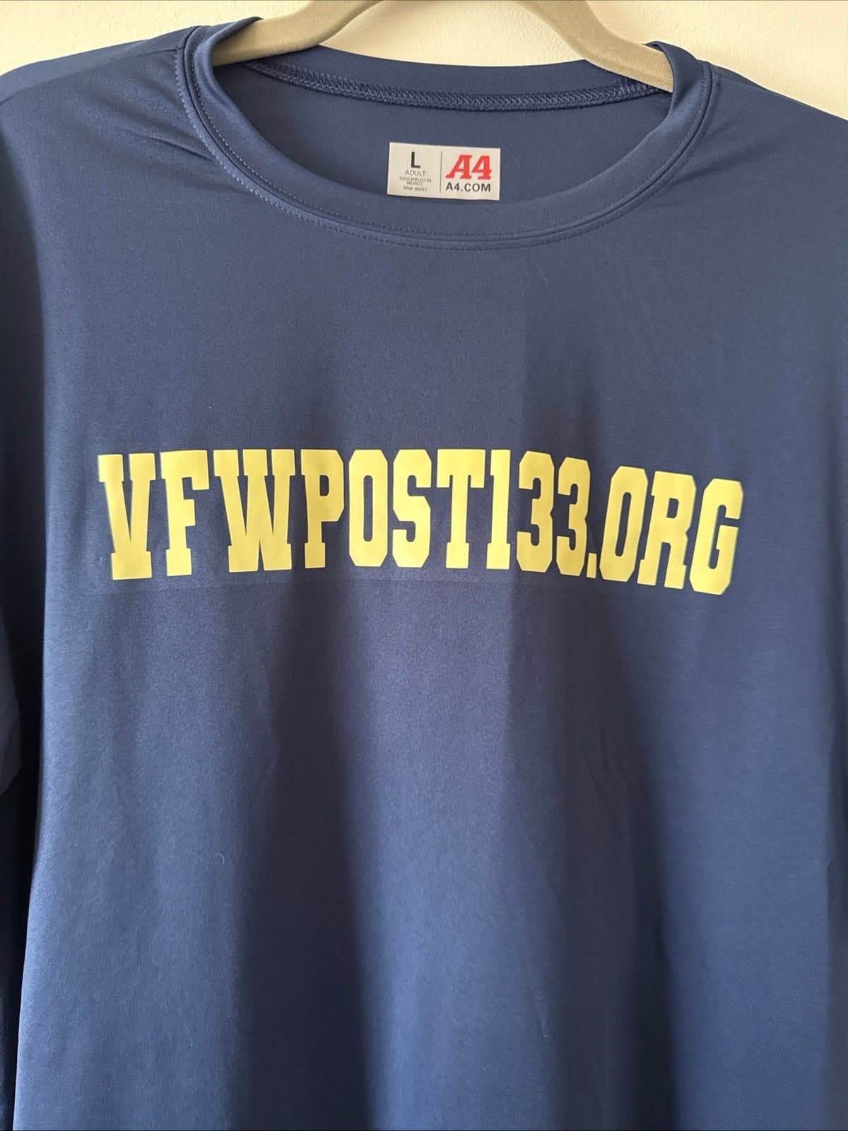 Men’s A4 VFW Post 133 Soccer Jersey #33 Size Large - Blue - Thumbnail 2