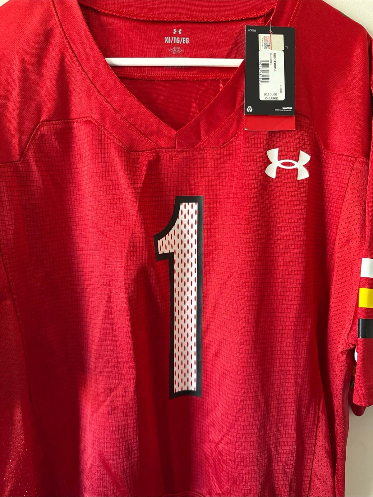 Men’s Under Armour Maryland Terrapins #1 150th Anniversary Jersey Sz XL Red NWT - Thumbnail 2