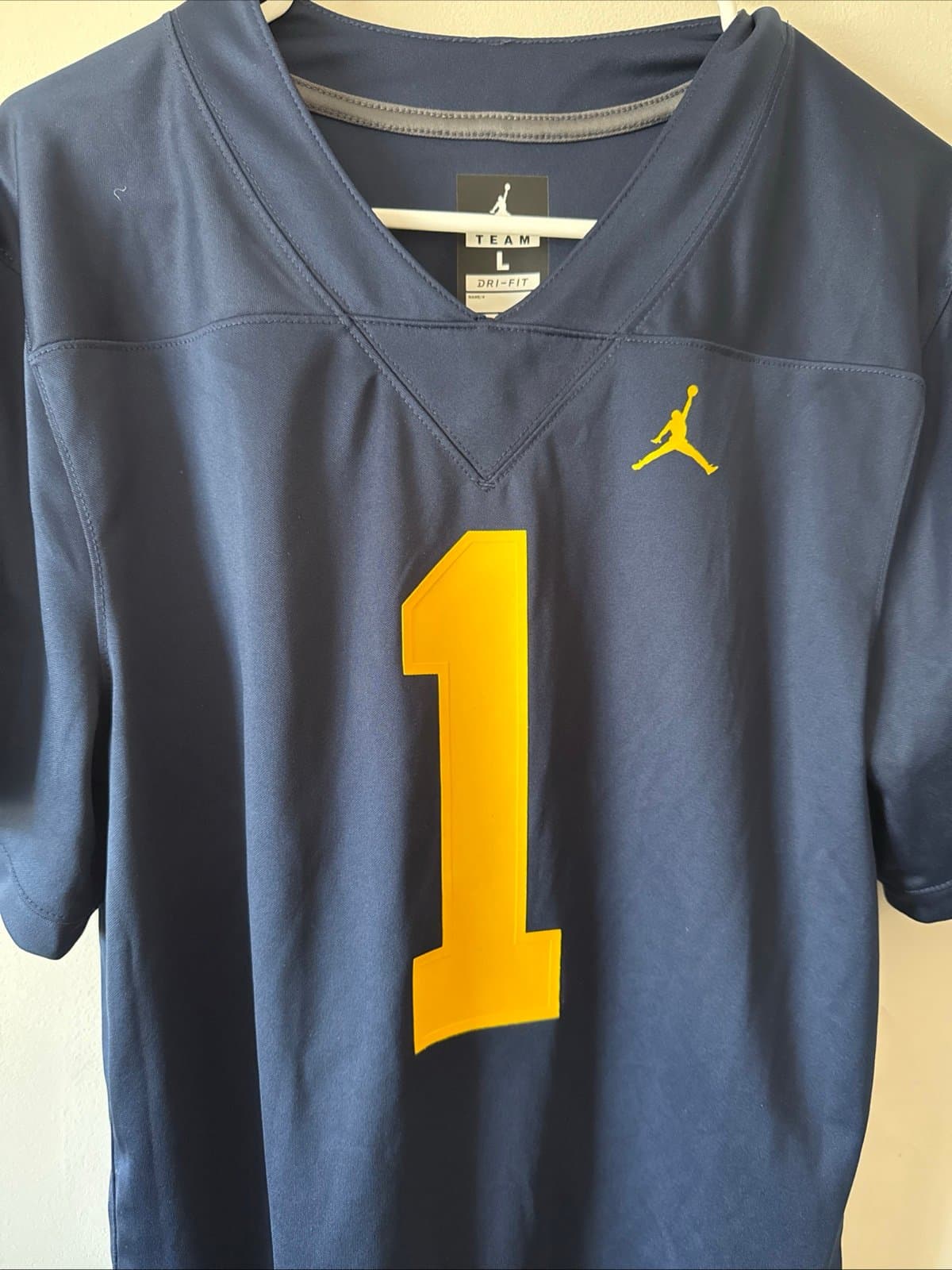 Boy’s Nike Jordan Michigan Wolverines #1 Dri-FIT Football Jersey Sz Youth L - Thumbnail 2