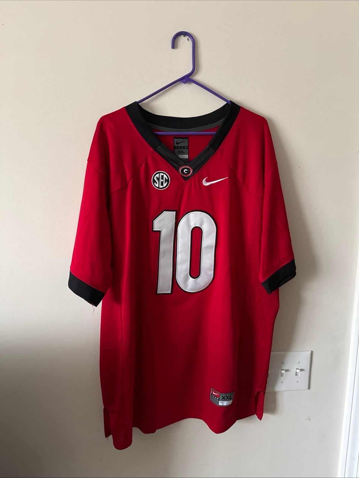 Men’s NIKE Jacob Eason #10 Georgia Bulldogs NCAA Jersey Sz 2XL - Red RARE - Image 1