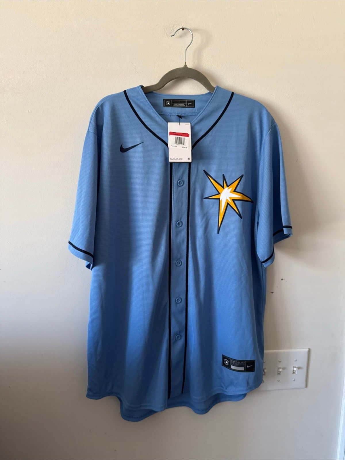 Men’s Nike Tampa Bay Rays Wander Franco #5 Jersey Alternate Sz L - Blue NWT - Image 1