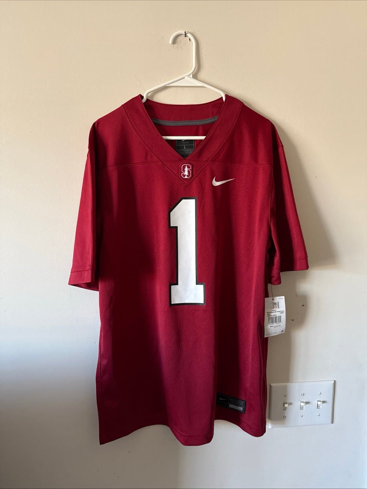 Men’s Nike Stanford Cardinals #1 NCAA Football Untouchable Jersey Sz L - Red NWT - Image 1