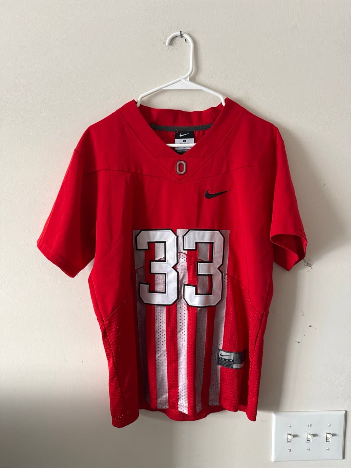 Boy’s Nike Pete Johnson #33 Ohio State Buckeyes Throwback Jersey Sz L - Red RARE - Image 1