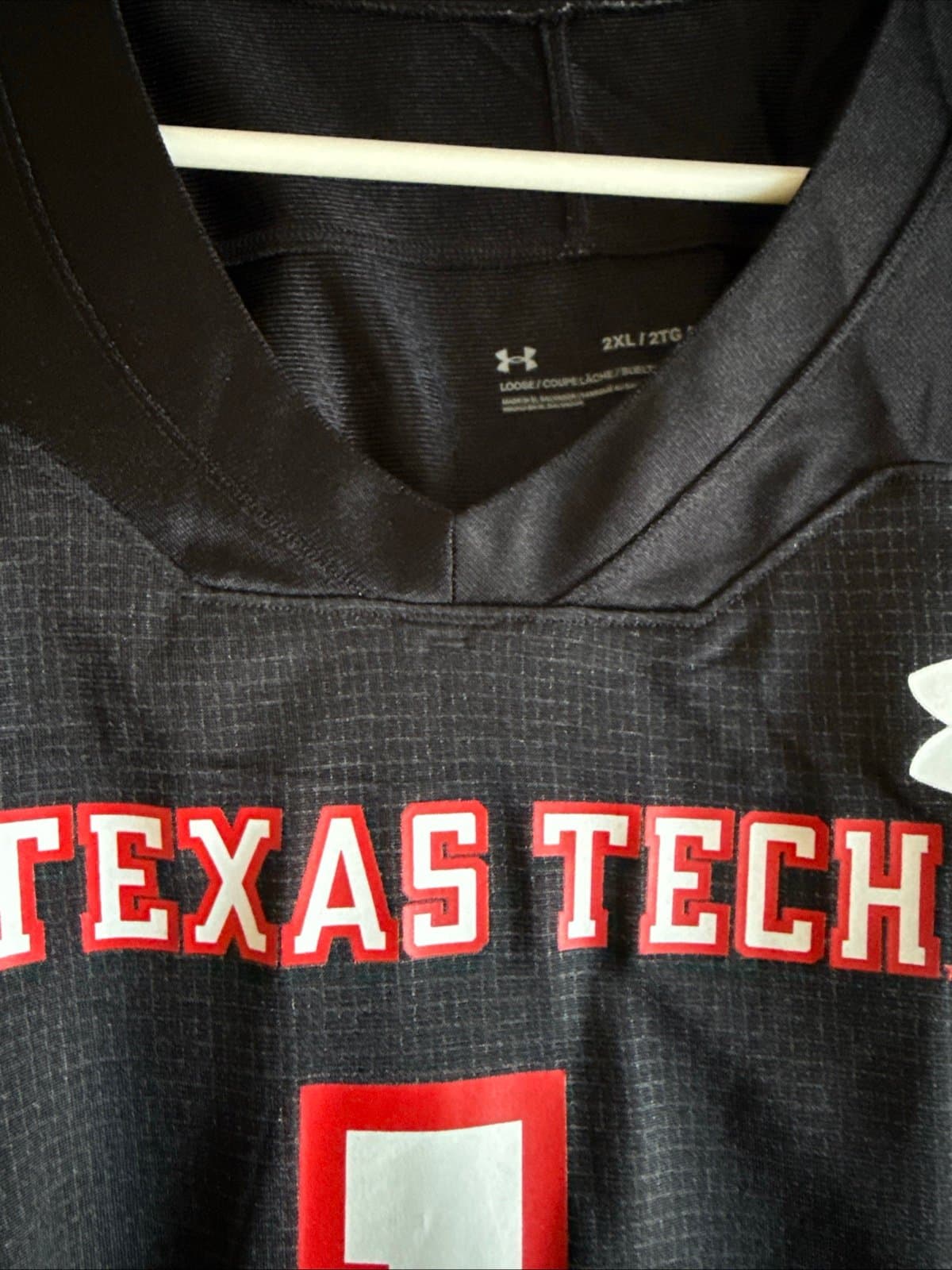 Men’s Under Armour Texas Tech Red Raiders #1 Away Football Jersey Sz 2XL - Black - Thumbnail 6