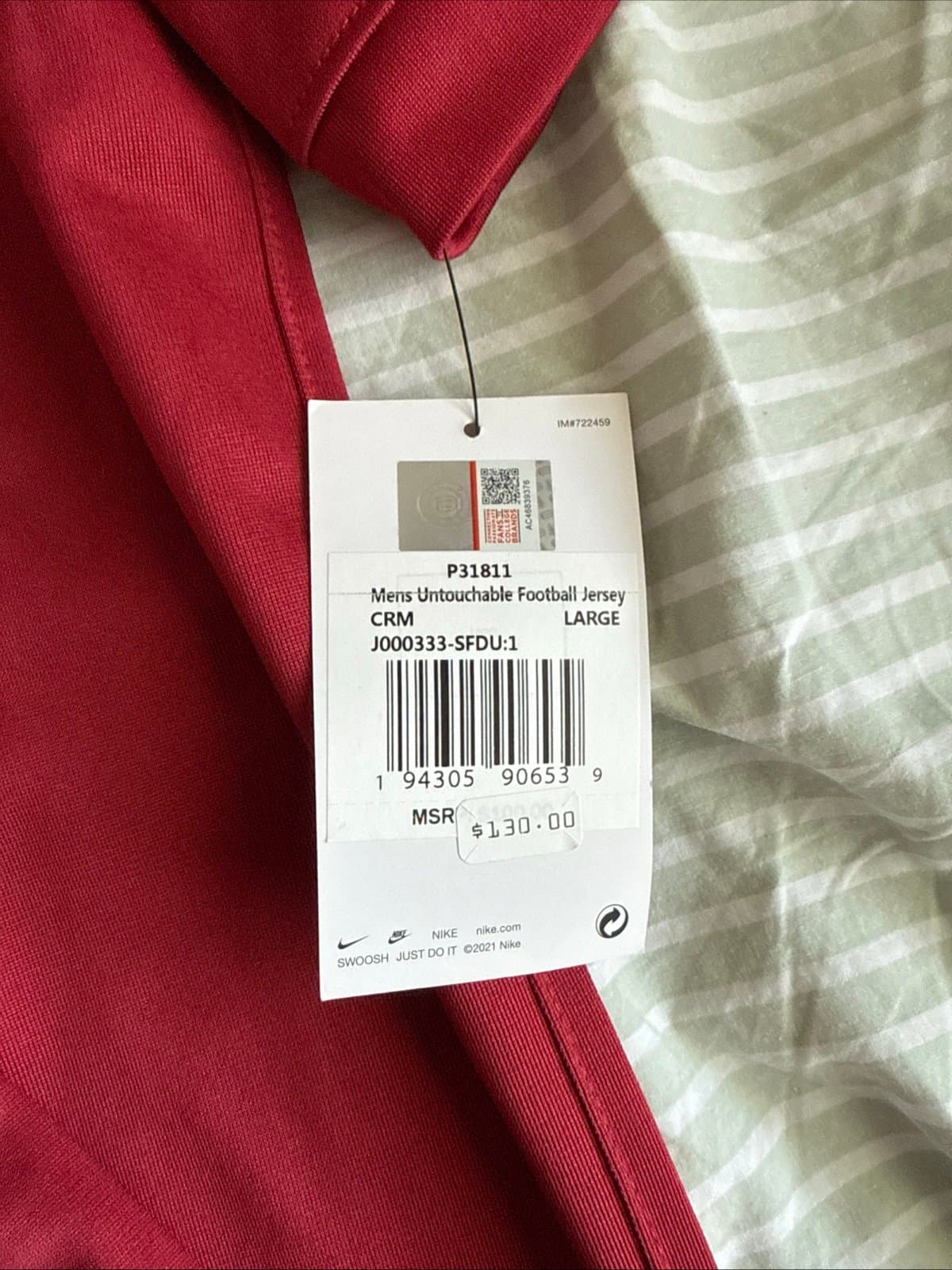 Men’s Nike Stanford Cardinals #1 NCAA Football Untouchable Jersey Sz L - Red NWT - Thumbnail 5