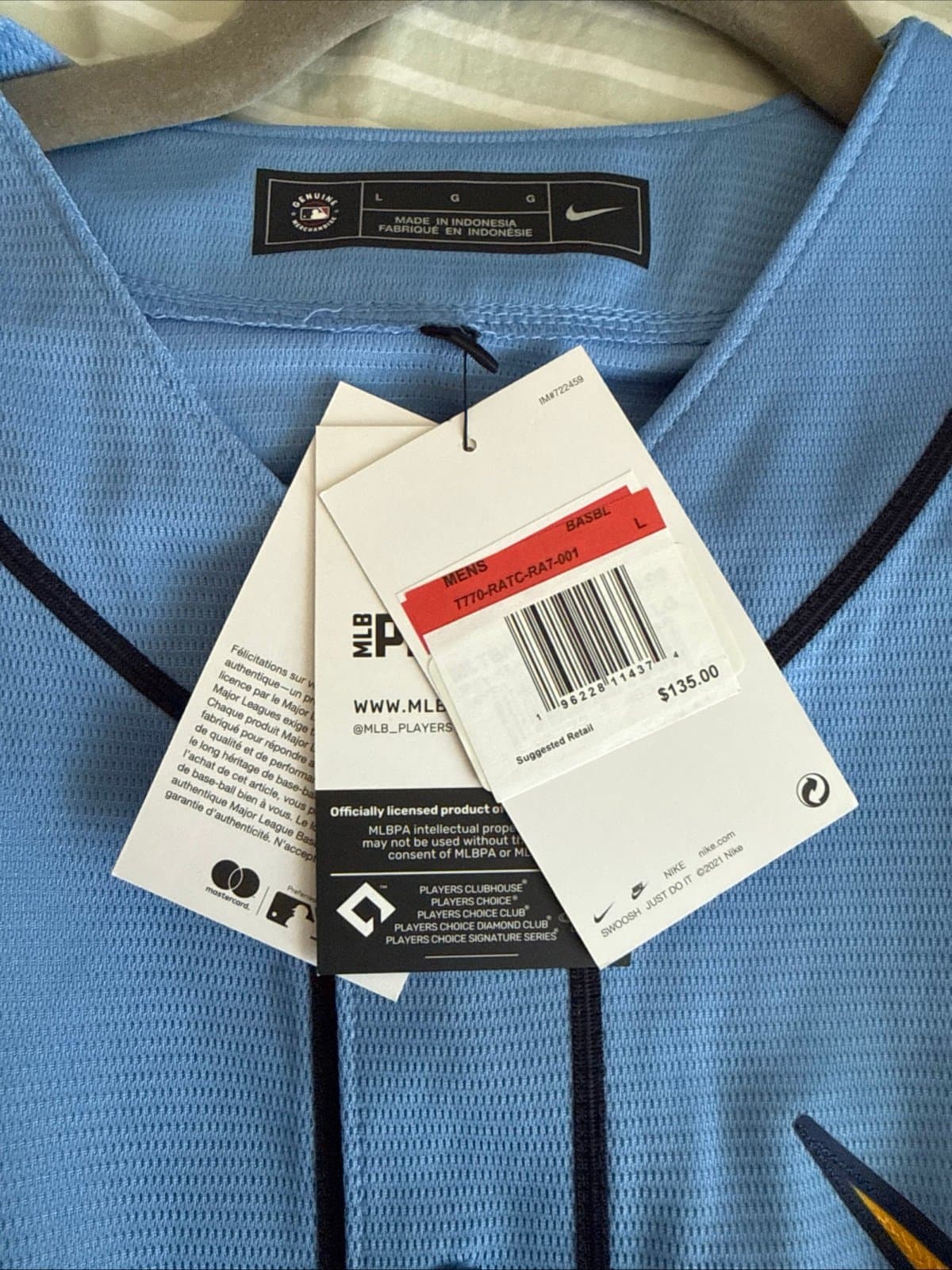 Men’s Nike Tampa Bay Rays Wander Franco #5 Jersey Alternate Sz L - Blue NWT - Thumbnail 5