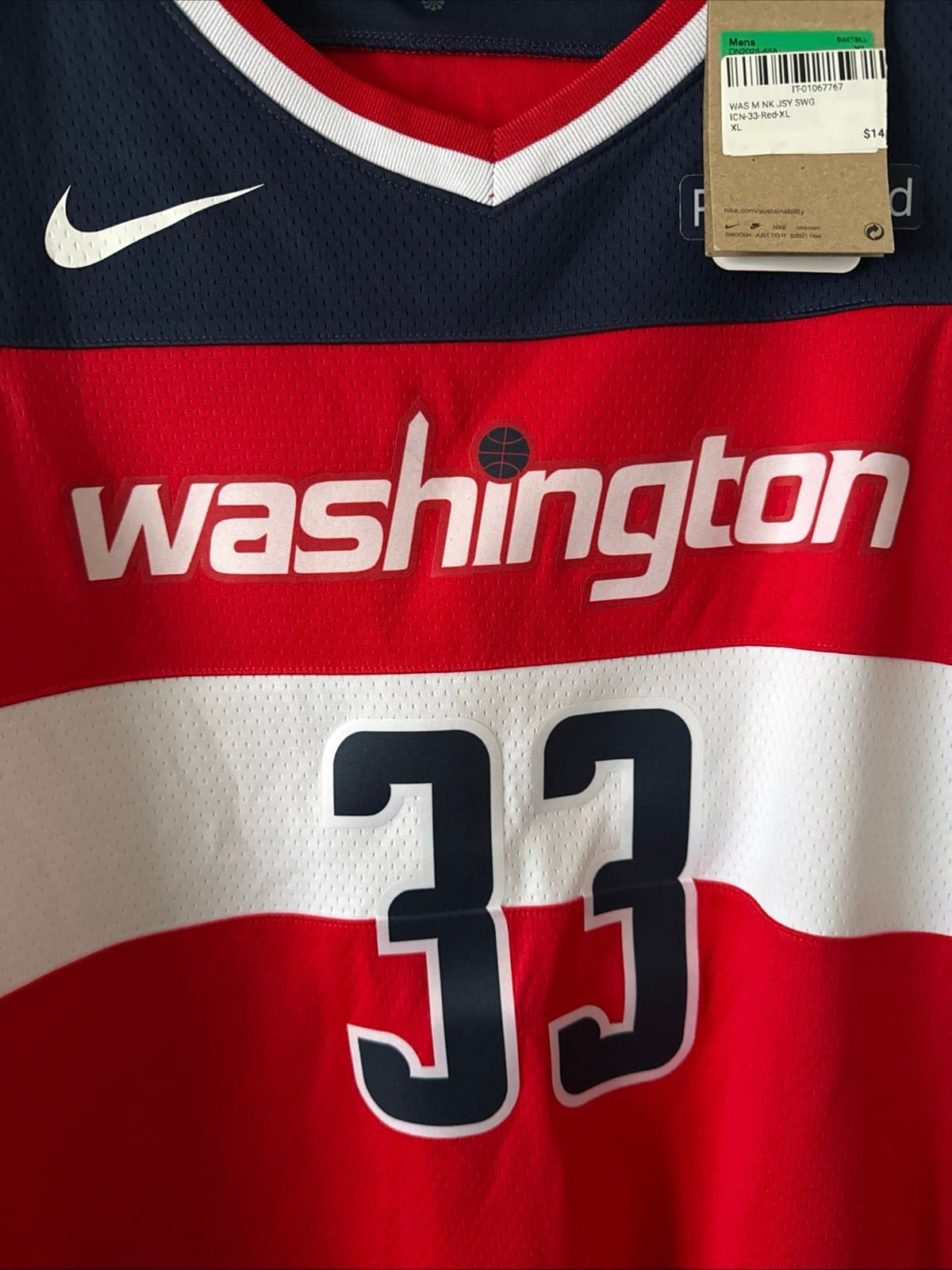 Men’s Nike Kyle Kuzma #33 Washington Wizards Swingman Icon Jersey Sz 52 Red NWT - Thumbnail 2
