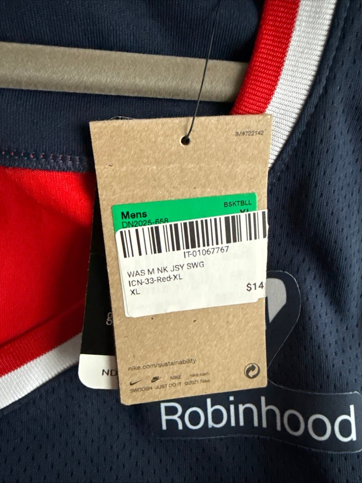 Men’s Nike Kyle Kuzma #33 Washington Wizards Swingman Icon Jersey Sz 52 Red NWT - Thumbnail 6