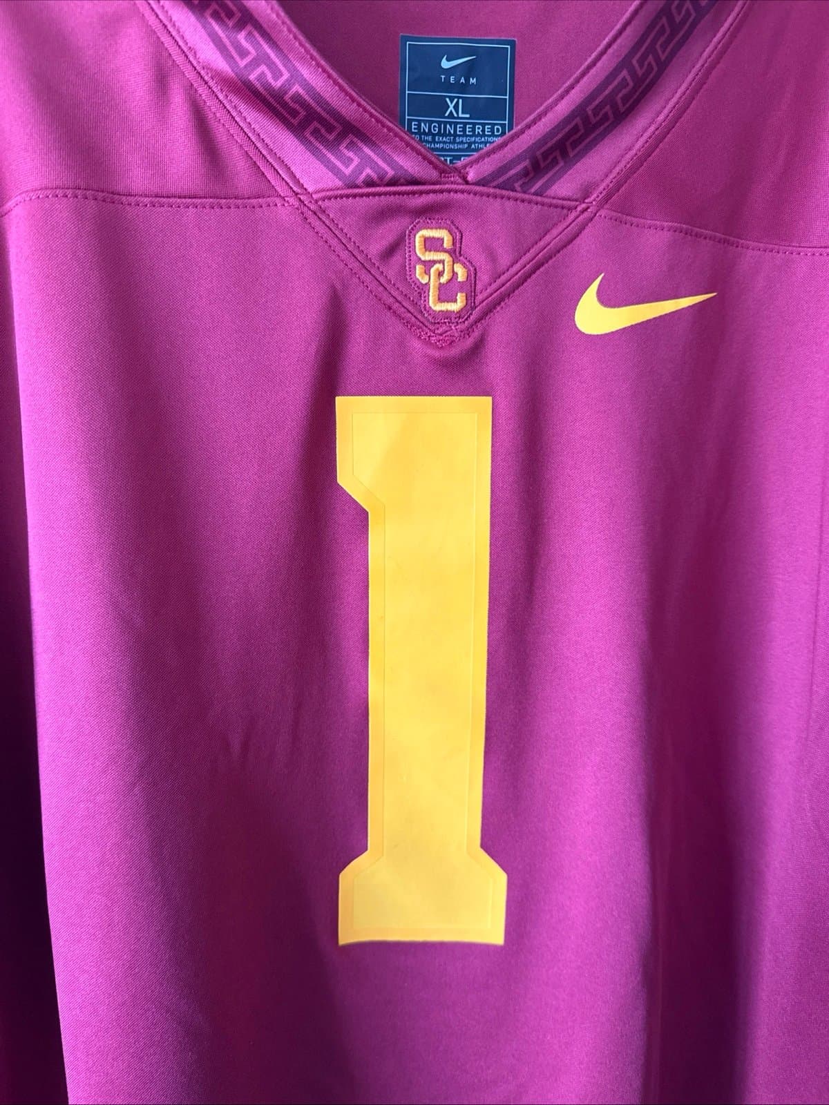 Men’s Nike USC Trojans #1 NCAA Football Dri Fit Jersey Sz XL - Red - Thumbnail 2