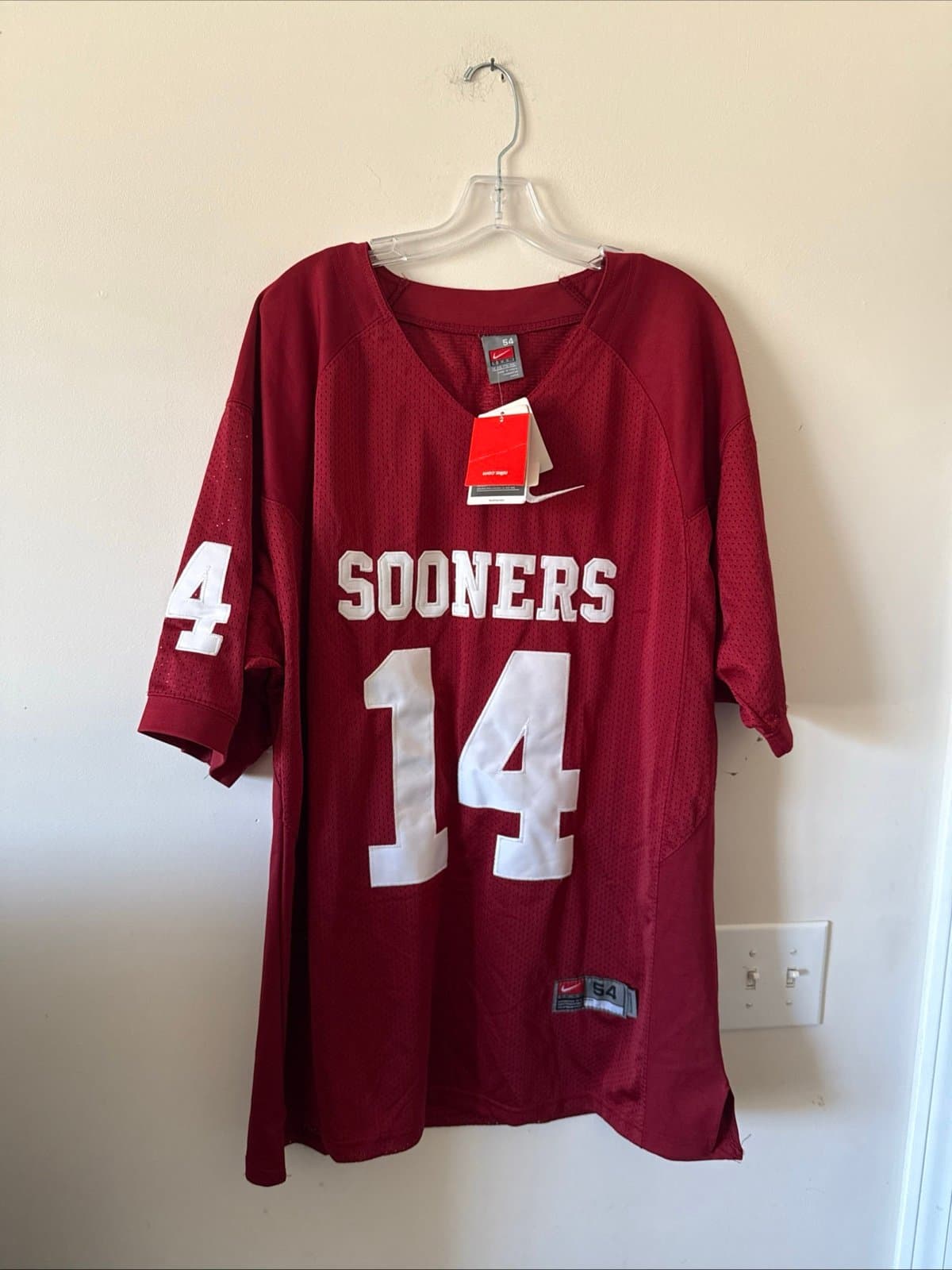 Men’s Nike Sam Bradford #14 Oklahoma Sooners NCAA Jersey Sz 54 - Red NWT - Image 1