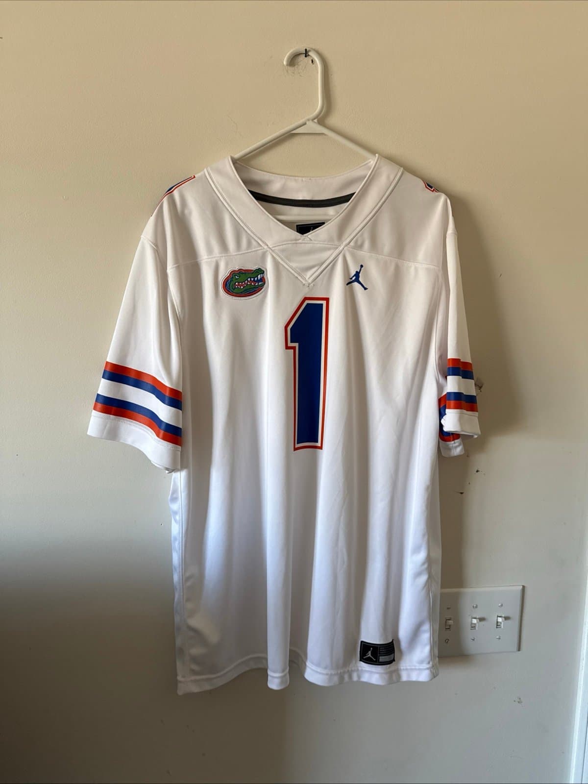 Men’s Jordan Florida Gators #1 Football Jersey NCAA Size XL - White - Image 1