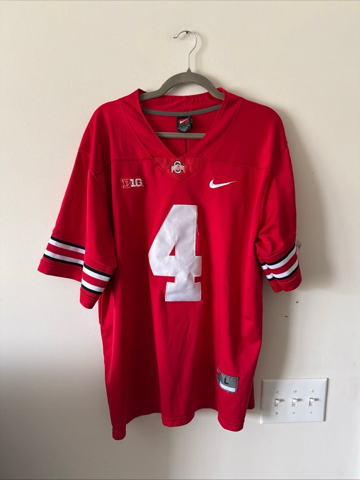 Men’s Nike Ohio State Buckeyes Richards #4 Jersey NCAA BIG10 Patch Sz L - Red - Image 1