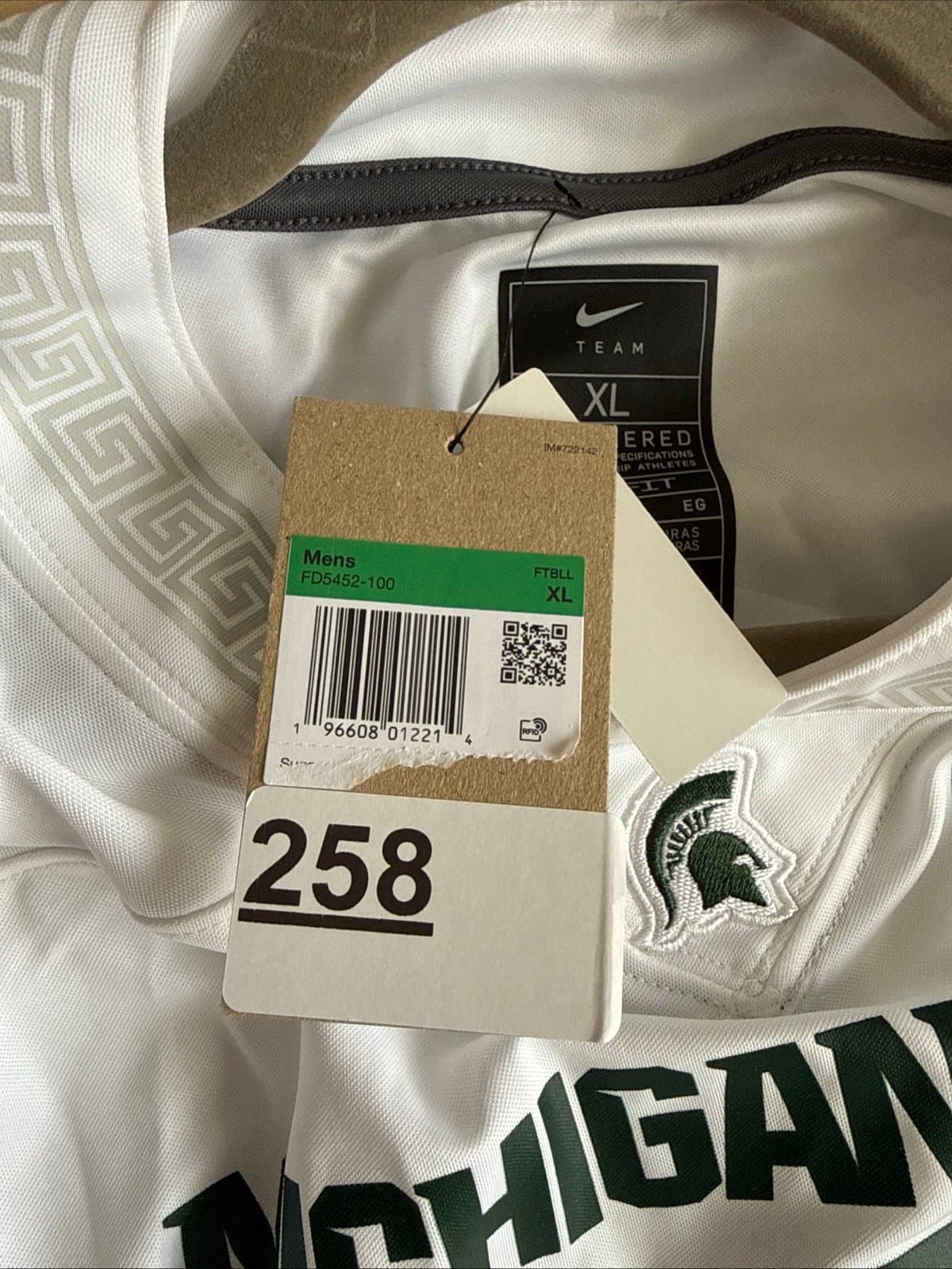 Men’s Nike Michigan State Spartans #1 White Dri-FIT Football Jersey Sz XL - NWT - Thumbnail 5