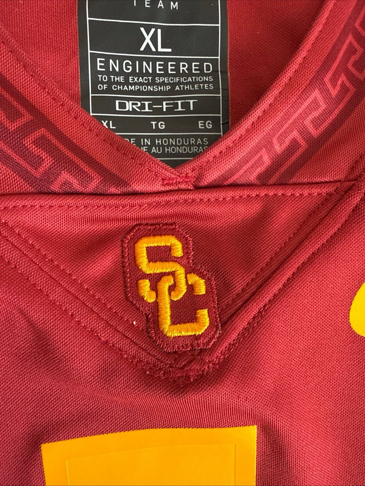 Men’s Nike USC Trojans #1 NCAA Football Dri Fit Jersey Sz XL - Red - Thumbnail 5