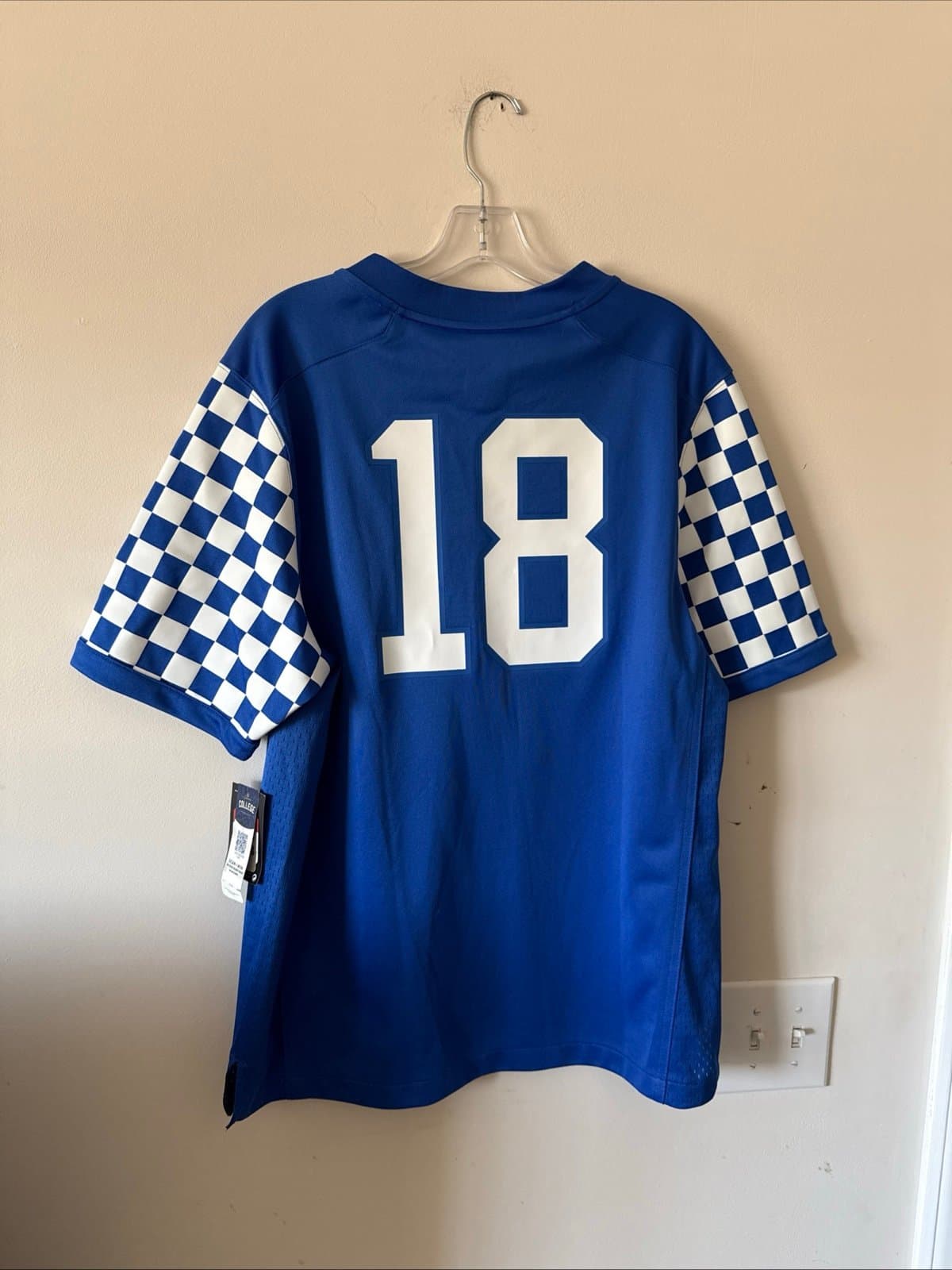 Men’s Nike Kentucky Wildcats #18 Blue White Checkered Jersey Sz L - NWT RARE - Thumbnail 7
