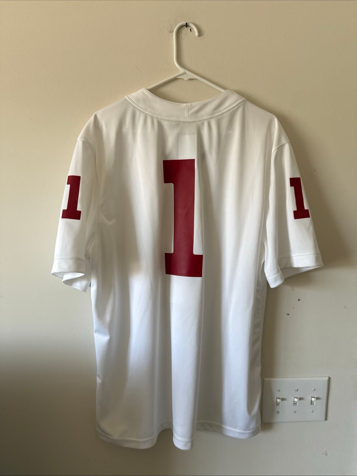 Men’s Jordan Oklahoma Sooners #1 NCAA Football Game Jersey Sz XL - White RARE - Thumbnail 6