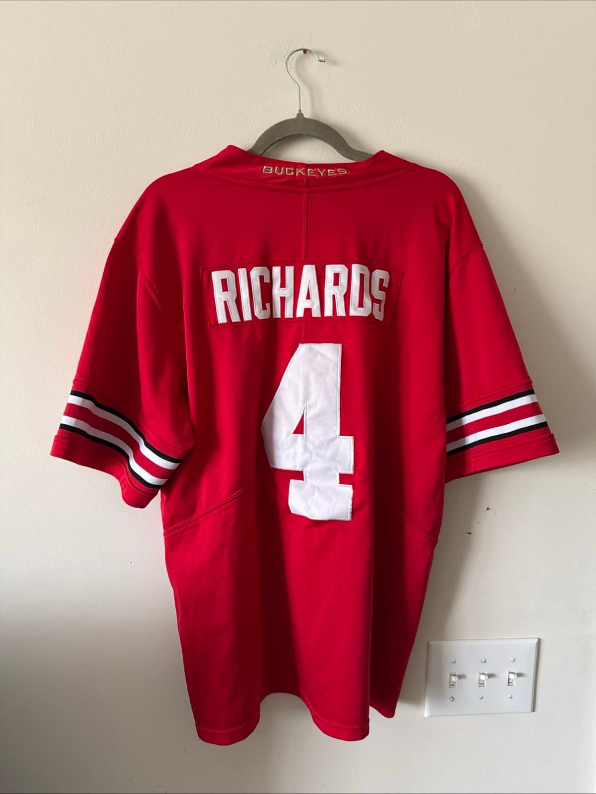 Men’s Nike Ohio State Buckeyes Richards #4 Jersey NCAA BIG10 Patch Sz L - Red - Thumbnail 5