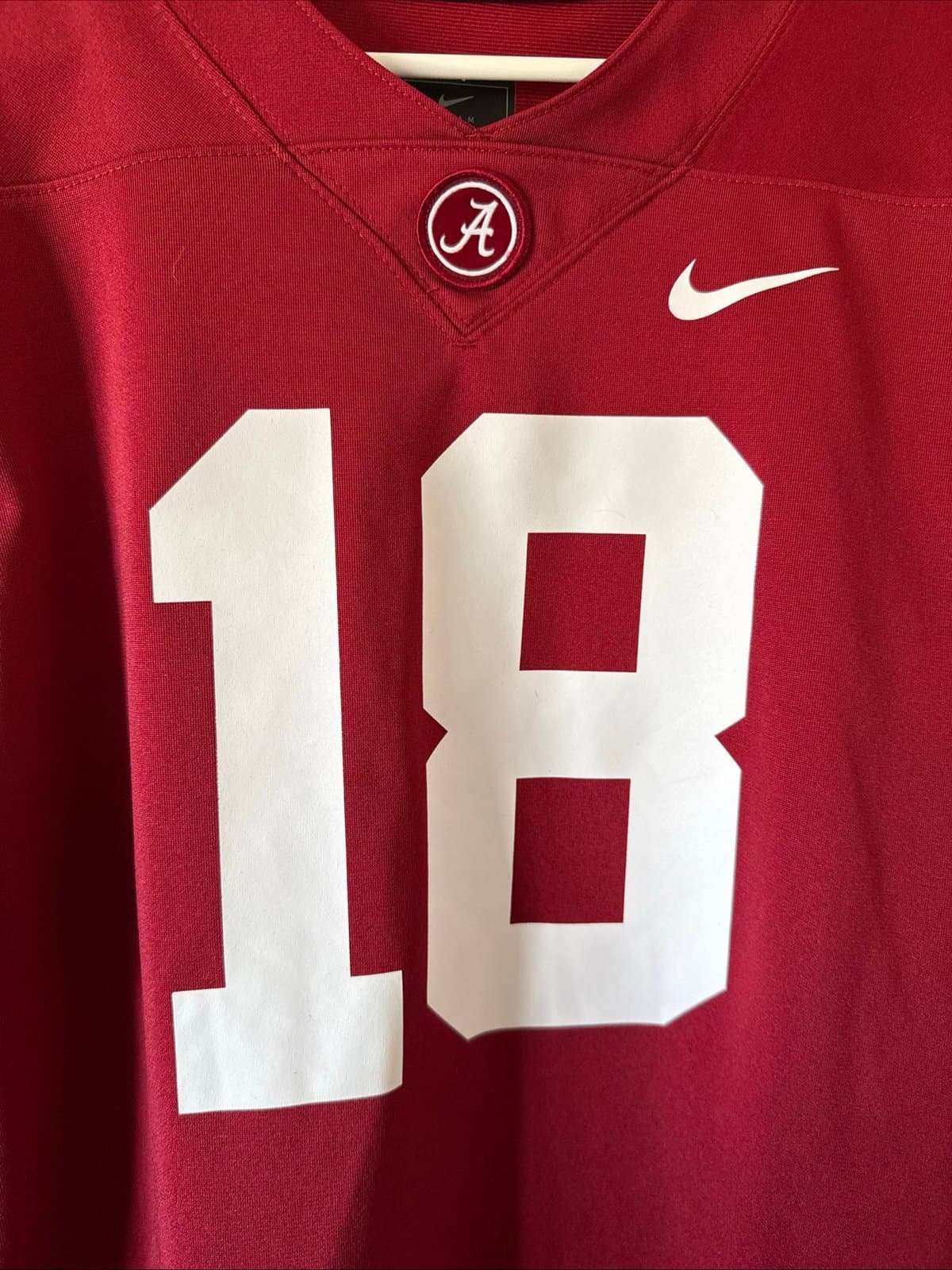 Boy’s Nike Alabama Crimson Tide #18 Crimson Dri-FIT Football Jersey Sz L - Red - Thumbnail 2