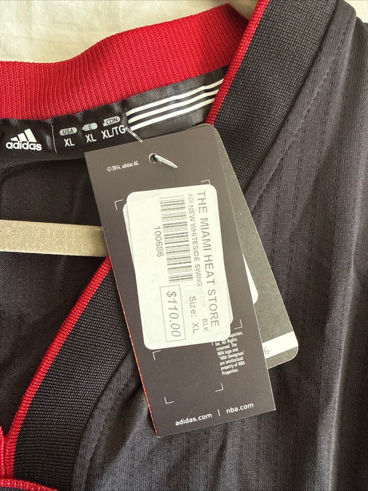 Men’s Adidas Hassan Whiteside #21 Miami Heat Black Jersey Size XL+2 - NWT - Thumbnail 5