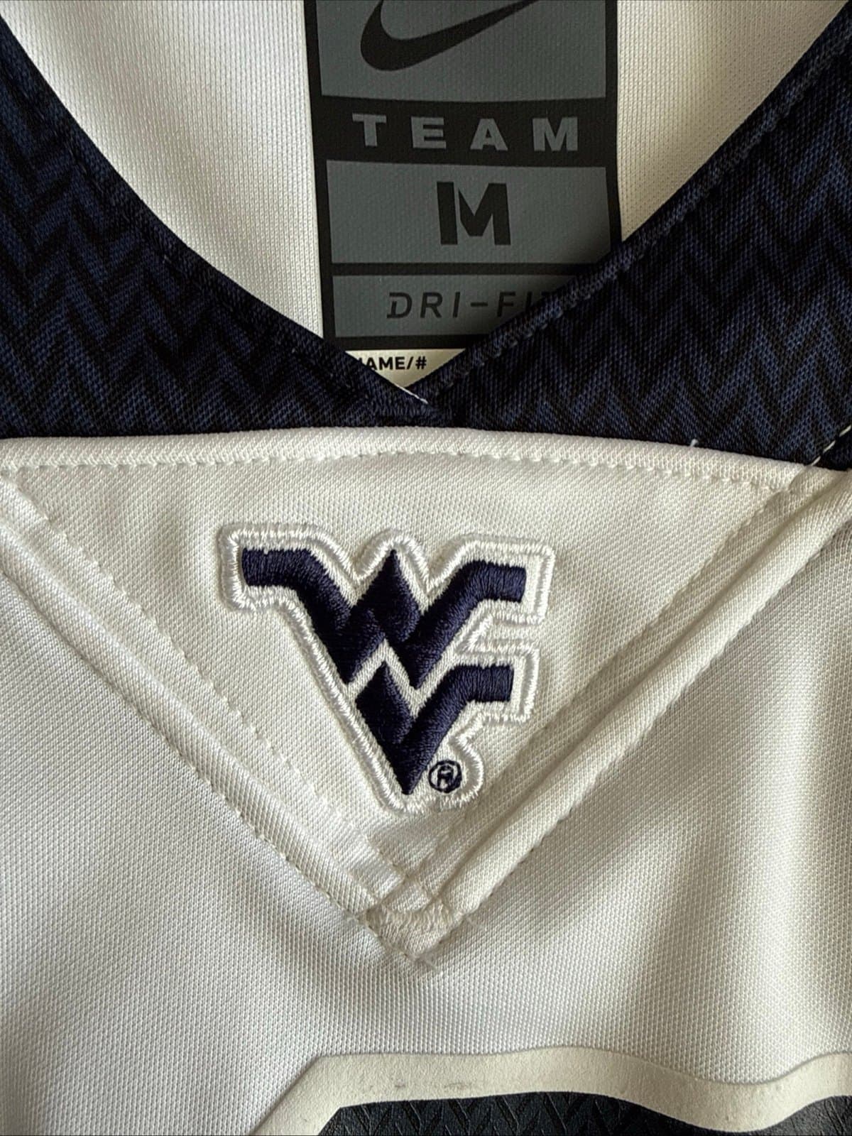 Men’s Nike West Virginia Mountaineers #19 Football NCAA Jersey Sz M - White RARE - Thumbnail 5