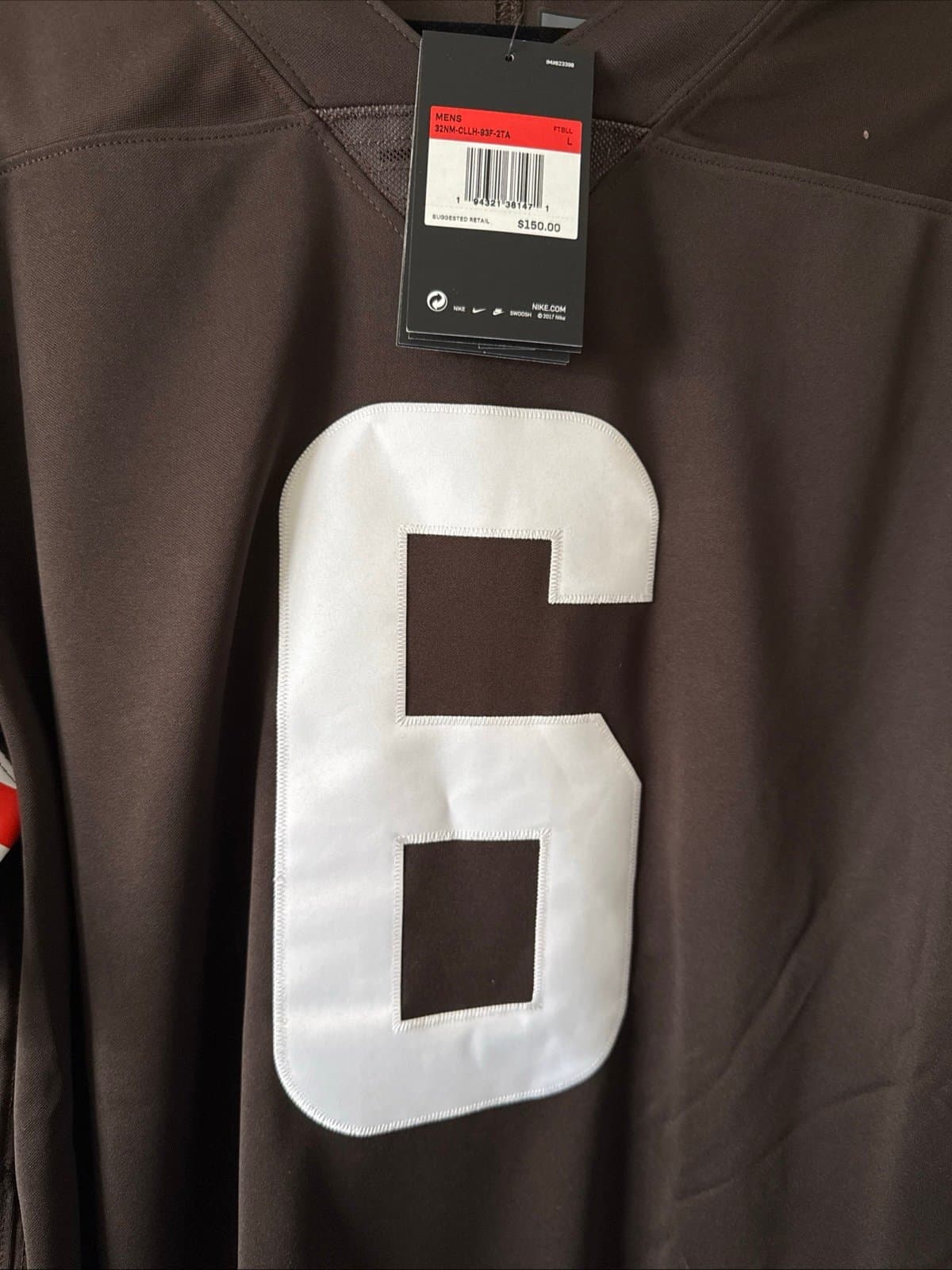 MEN’S NIKE BAKER MAYFIELD #6 CLEVELAND BROWNS VAPOR LMTD JERSEY SZ L - NWT - Thumbnail 2