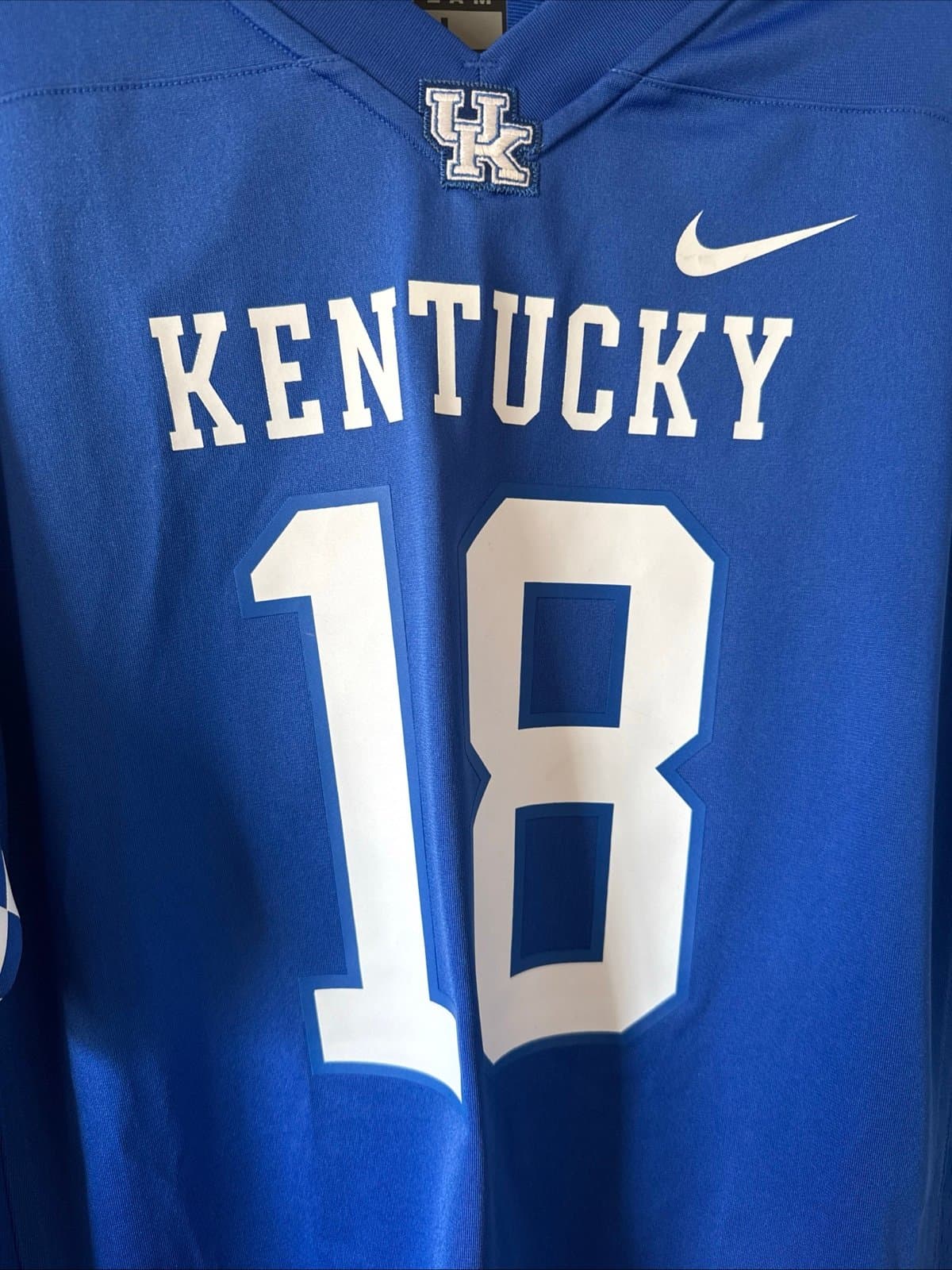 Men’s Nike Kentucky Wildcats #18 Blue White Checkered Jersey Sz L - NWT RARE - Thumbnail 2