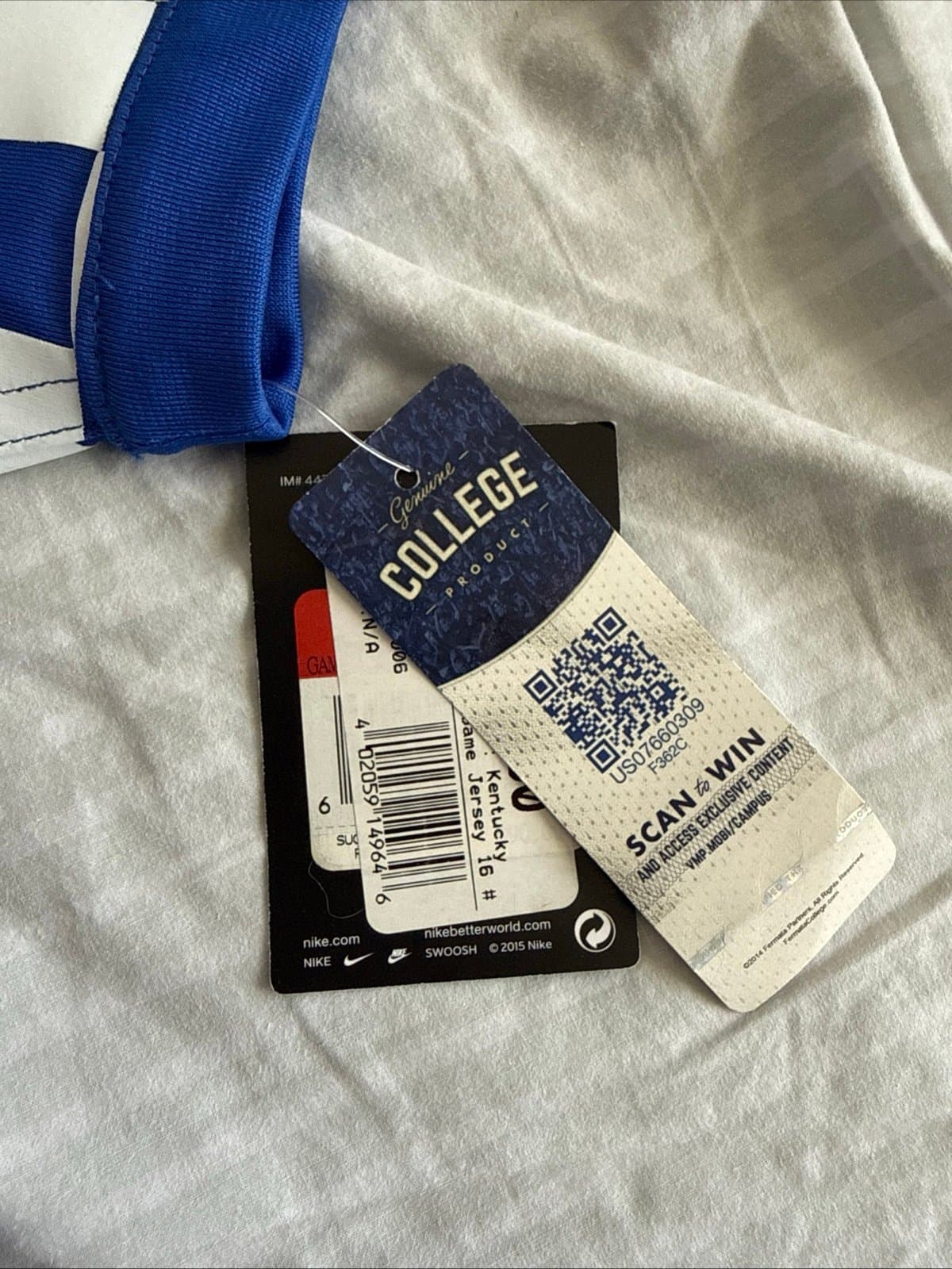 Men’s Nike Kentucky Wildcats #18 Blue White Checkered Jersey Sz L - NWT RARE - Thumbnail 6