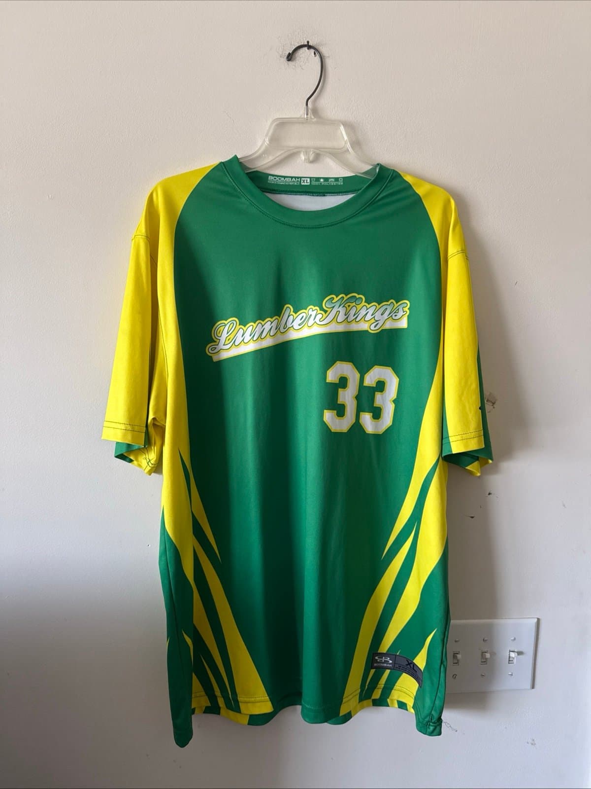 Men’s Boombah Clinton LumberKings #33 Baseball Jersey Sz XL - Green RARE