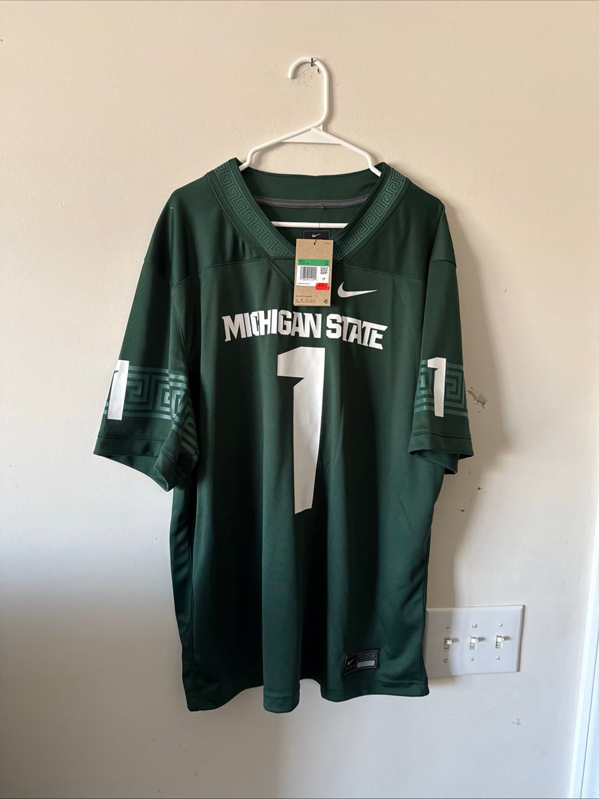 Men’s Nike Michigan State Spartans #1 Green Dri-FIT Jersey Sz XL - Green NWT - Image 1
