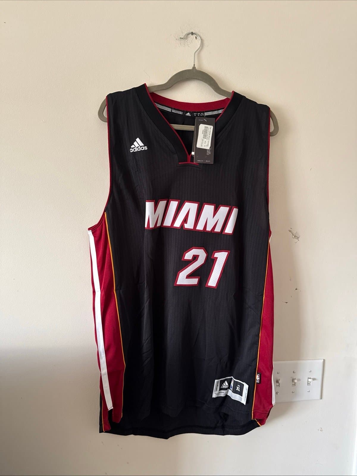 Men’s Adidas Hassan Whiteside #21 Miami Heat Black Jersey Size XL+2 - NWT - Image 1