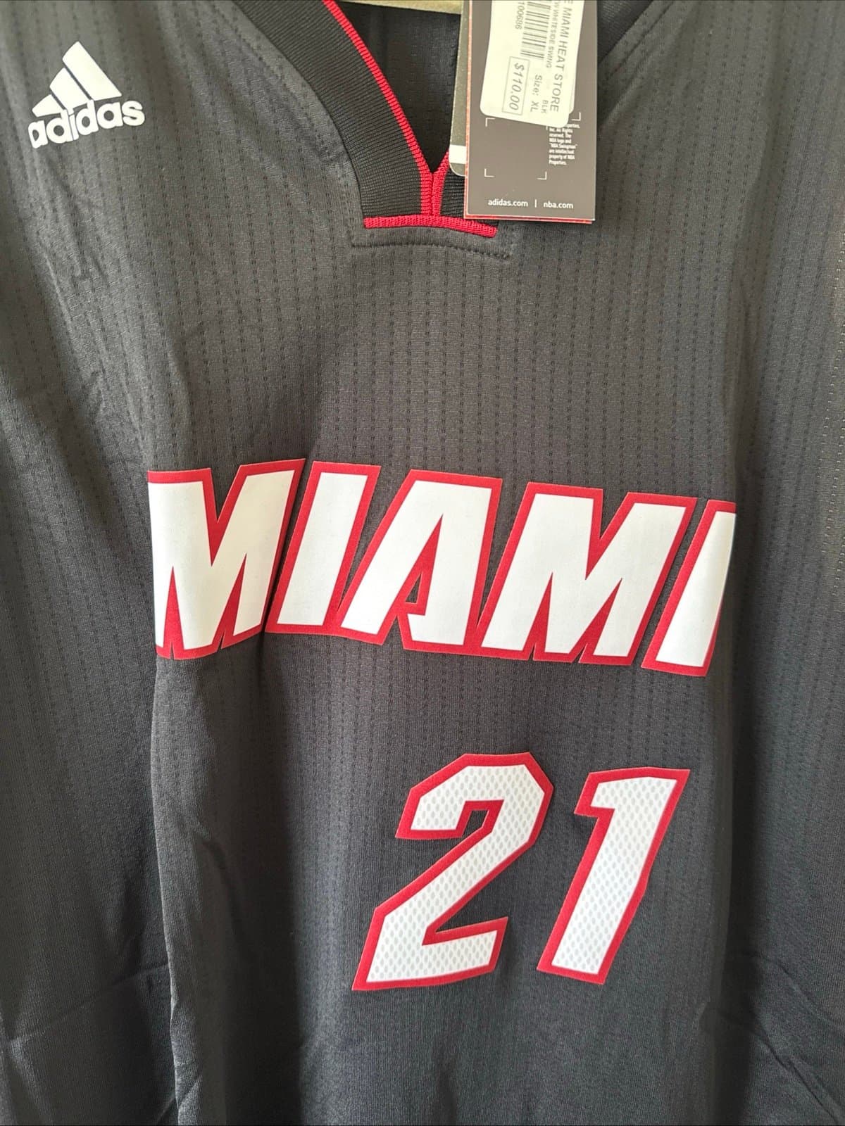 Men’s Adidas Hassan Whiteside #21 Miami Heat Black Jersey Size XL+2 - NWT - Thumbnail 2