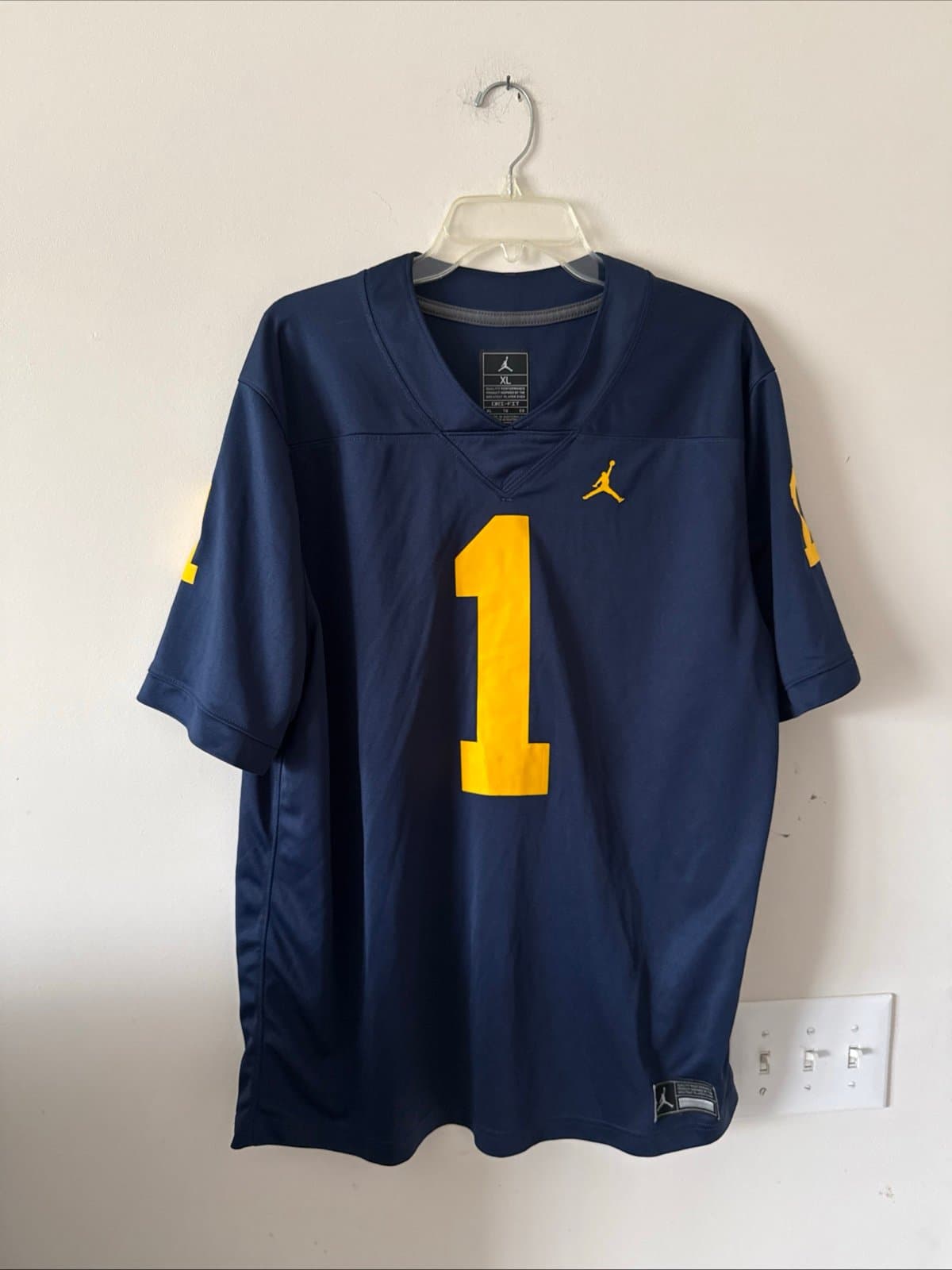 Men’s Nike Jordan Michigan Wolverines #1 Football NCAA Jersey Sz XL - Blue - Image 1