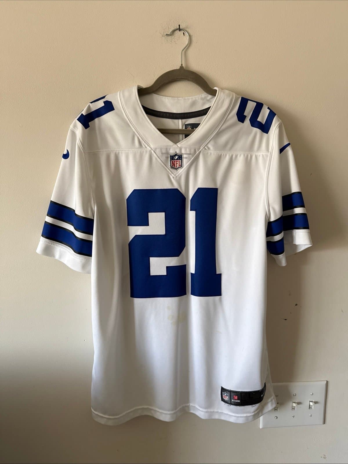 Men’s Nike Dallas Cowboys Ezekiel Elliott #21 Vapor Limited Jersey Sz L - White - Image 1