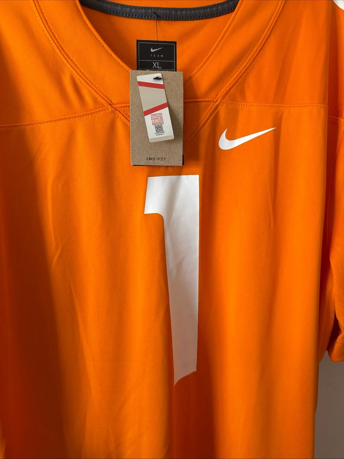 Men’s Nike Tennessee Volunteers #1 Football Jersey NCAA Sz XL - Orange NWT - Thumbnail 2