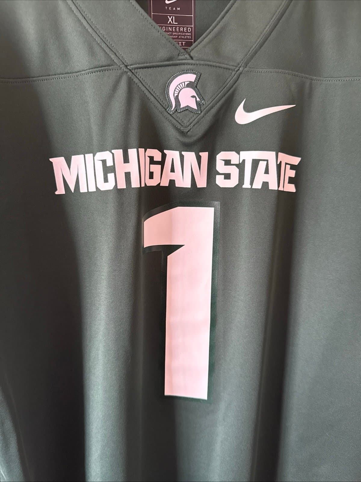 Men’s Nike Michigan State Spartans #1 Green Dri-FIT Jersey Sz XL - Green - Thumbnail 2