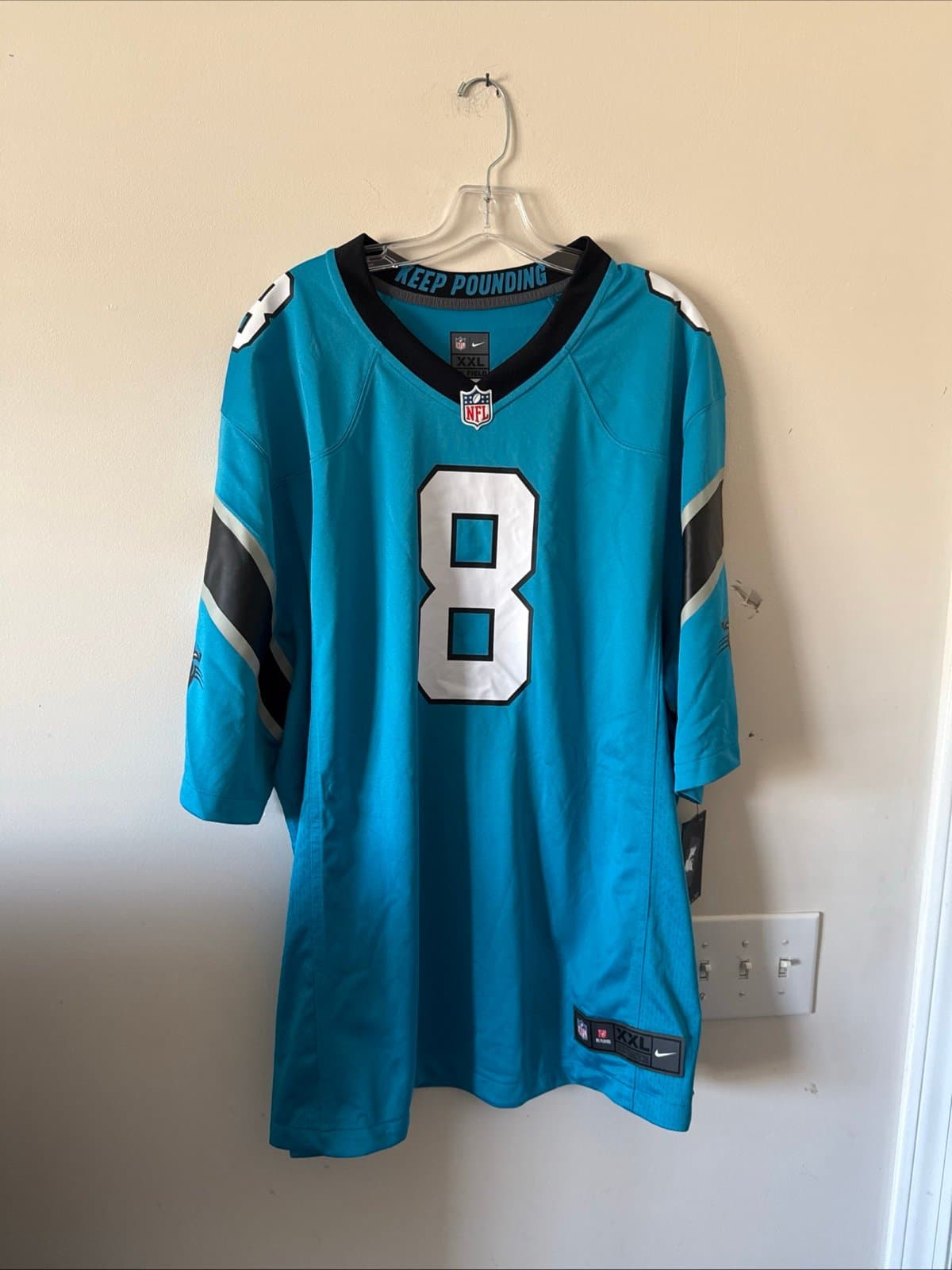 Men’s Nike Jaycee Horn #8 Carolina Panthers Football Jersey Sz 2XL - Blue NWT - Image 1