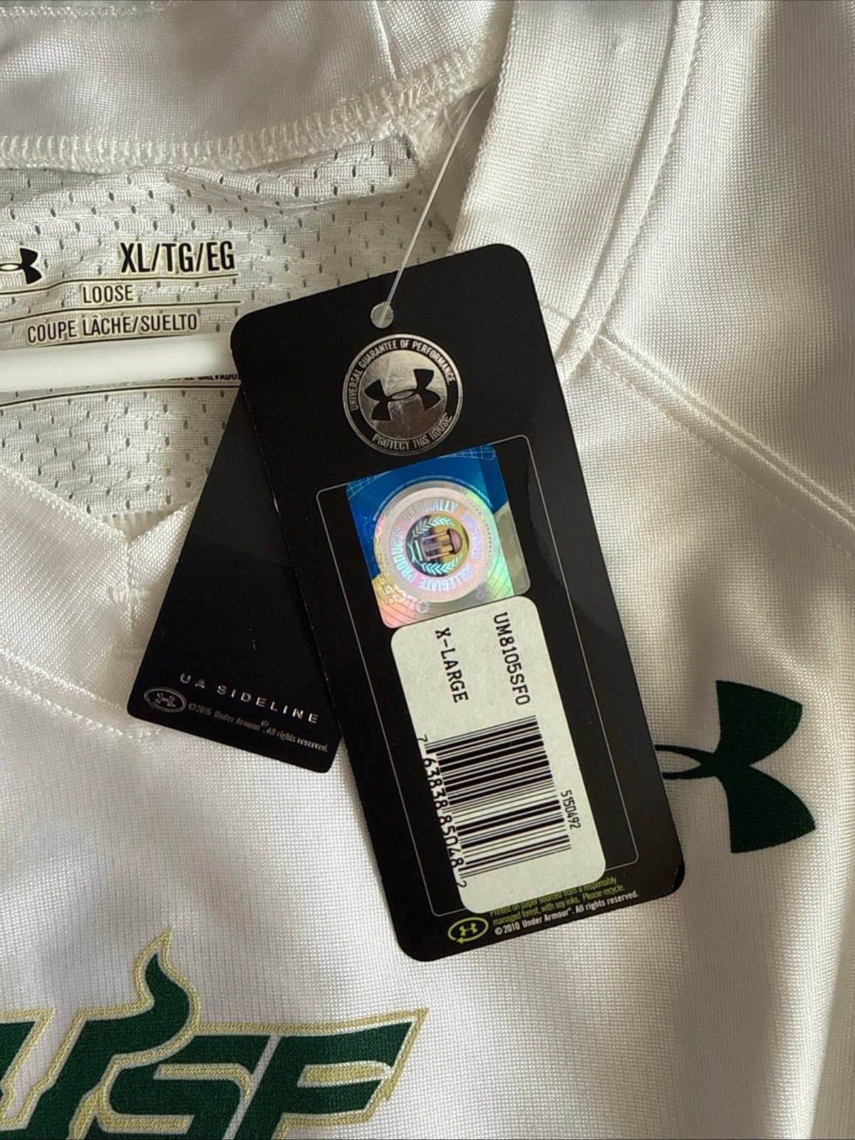 Men’s Under Armour USF Bulls #1 Football Jersey Loose Sz XL - White NWT - Thumbnail 5