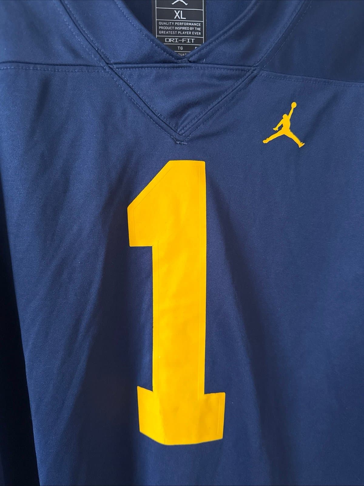Men’s Nike Jordan Michigan Wolverines #1 Football NCAA Jersey Sz XL - Blue - Thumbnail 2