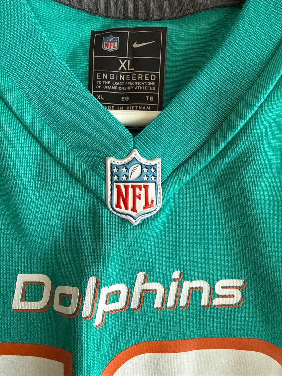 Boy’s Nike Miami Dolphins Tyreek Hill #10 On Field Jersey Sz Youth XL - Teal - Thumbnail 5