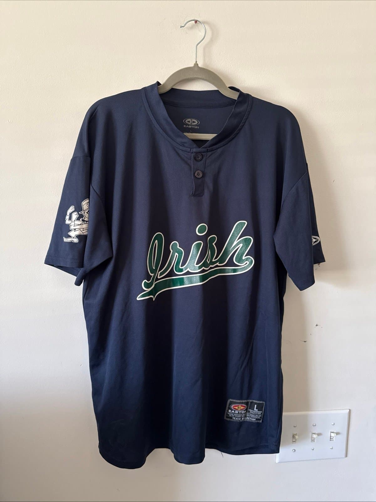 Men’s Easton Vintage Notre Dame Fighting Irish #37 Blue Baseball Jersey Sz L