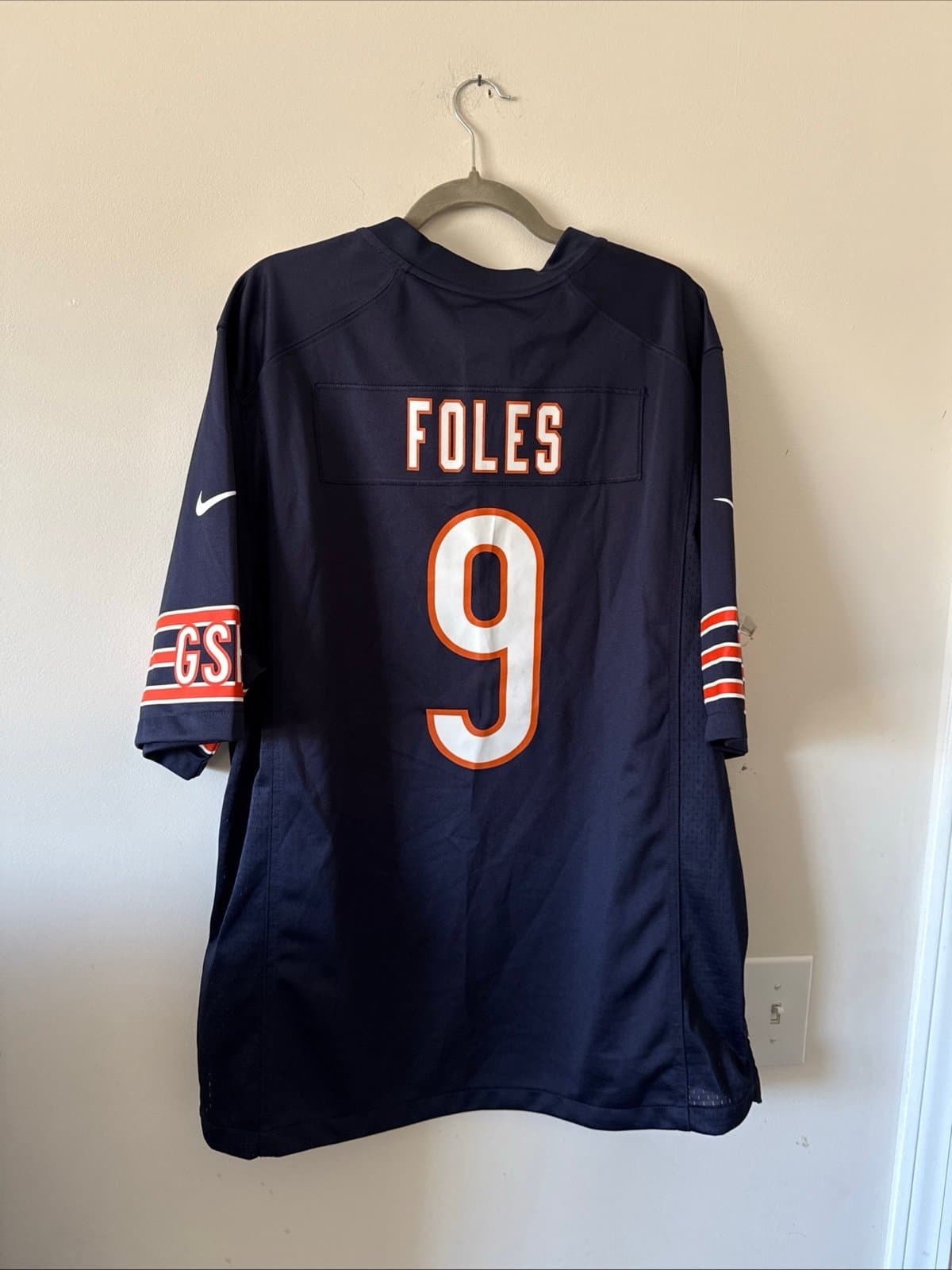 Men’s Nike Nick Foles #9 Chicago Bears Game Jersey Sz XL - Blue RARE - Thumbnail 6