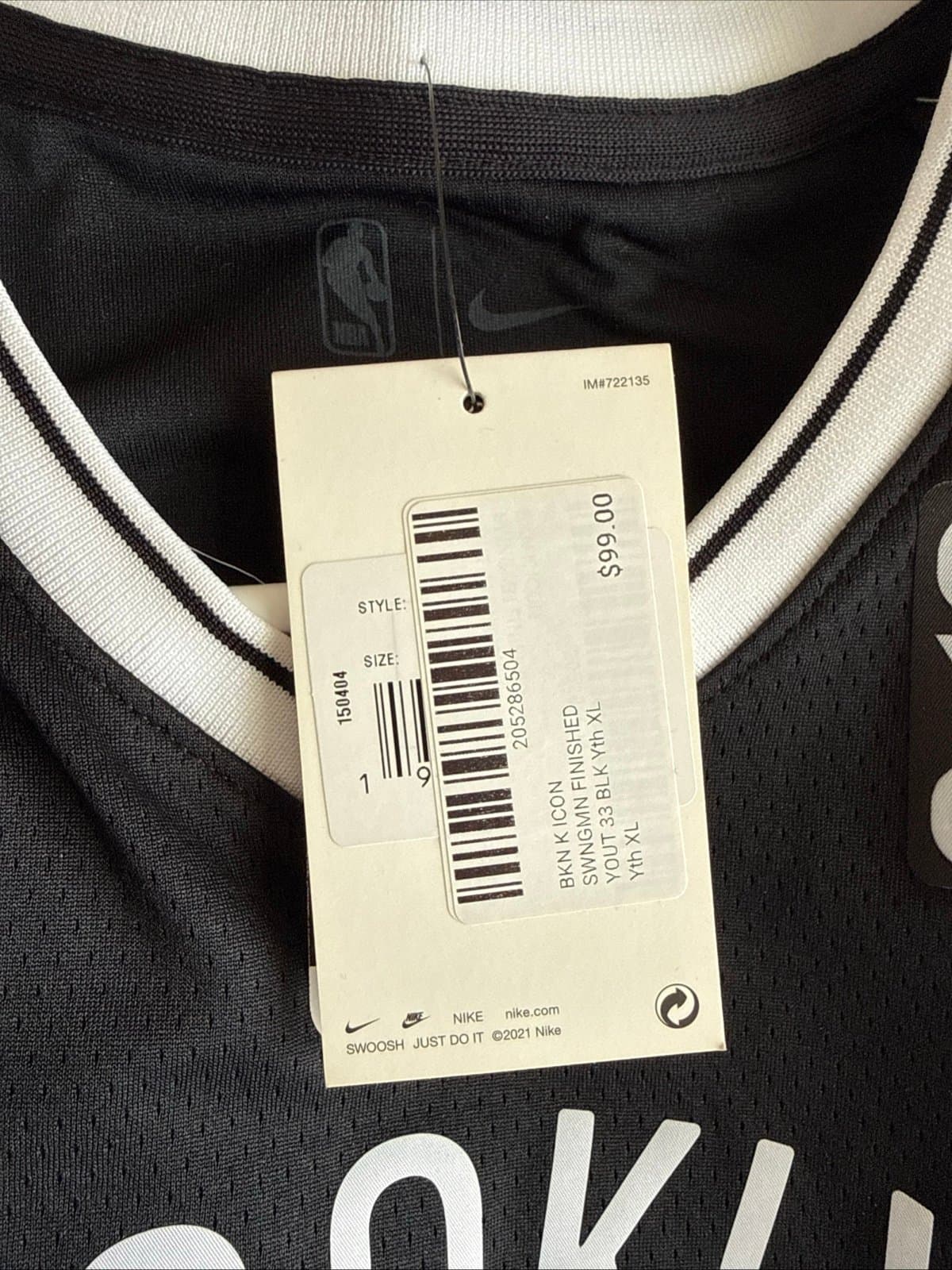 Boy’s Jordan Nic Claxton #33 Brooklyn Nets Swingman NBA Jersey Sz XL - NWT RARE - Thumbnail 5