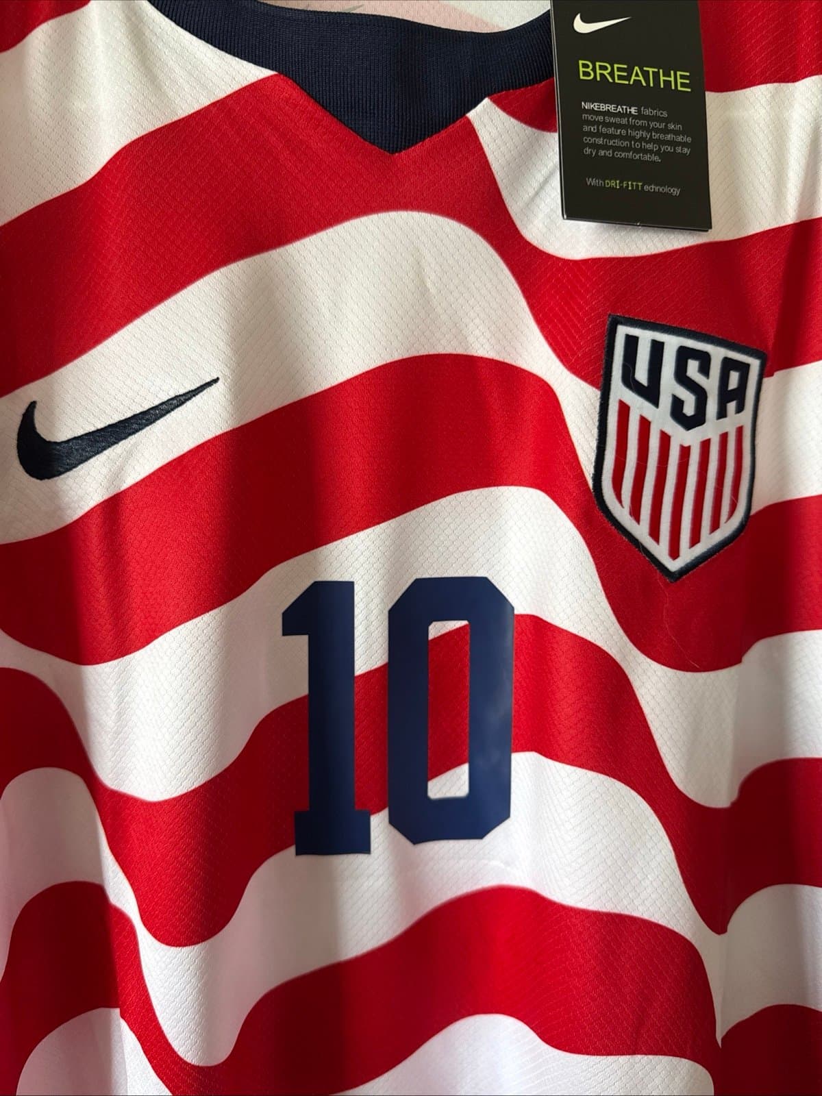Men's Nike Christian Pulisic #10 2026 USMNT Home Jersey Sz L - Red NWT RARE - Thumbnail 2