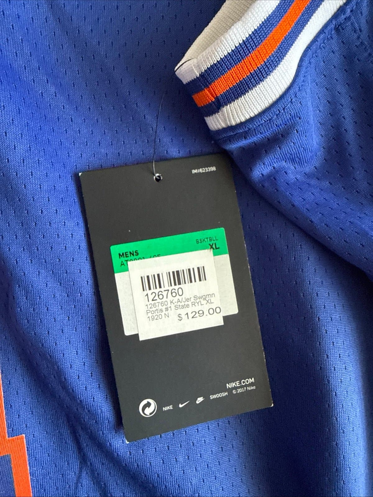 Men’s Nike Bobby Portis #1 New York Knicks Swingman NBA Jersey Sz 52 - NWT RARE - Thumbnail 6